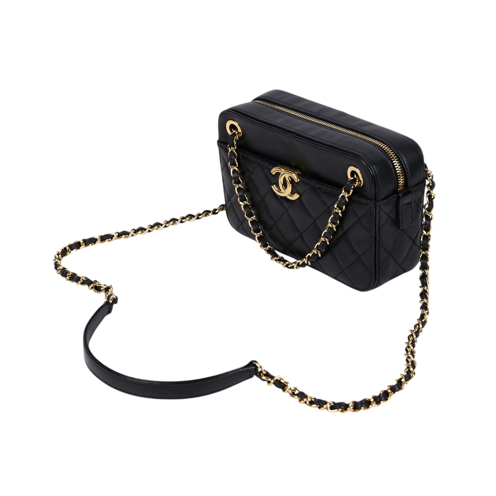 香奈兒 CHANEL 肩背包 斜背包 相機包 AS0950 B01268 28開黑荔枝金扣鏈條肩背包 原廠盒子/防塵袋/保證卡/影印購買證明