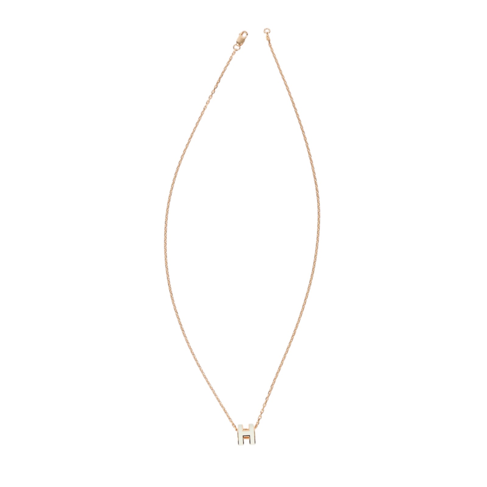 愛馬仕 Hermes Mini Pop H 墜飾 白色 H147992FO49  玫金白MINI POP H項鍊 原廠盒子/內襯