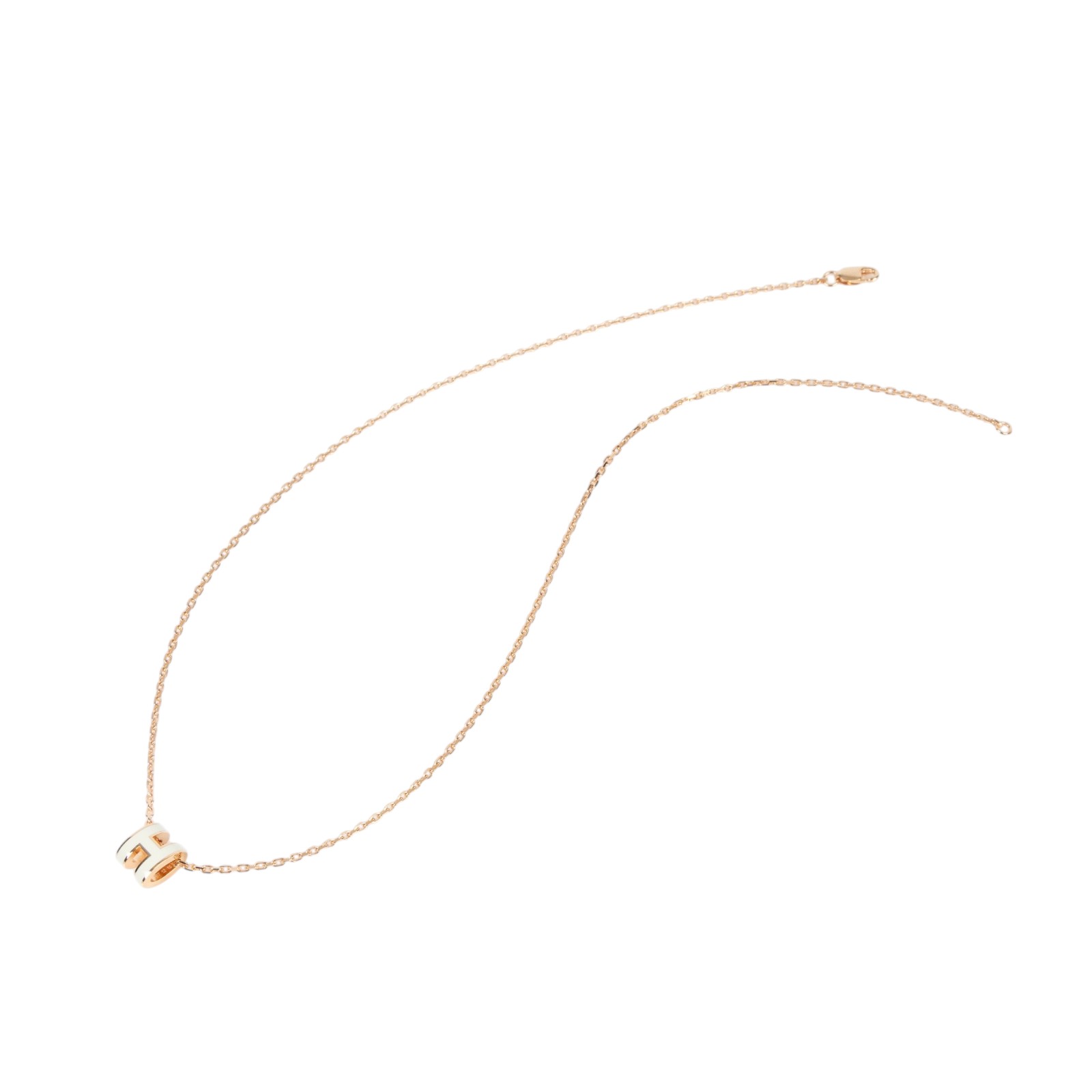 愛馬仕 Hermes Mini Pop H 墜飾 白色 H147992FO49  玫金白MINI POP H項鍊 原廠盒子/內襯