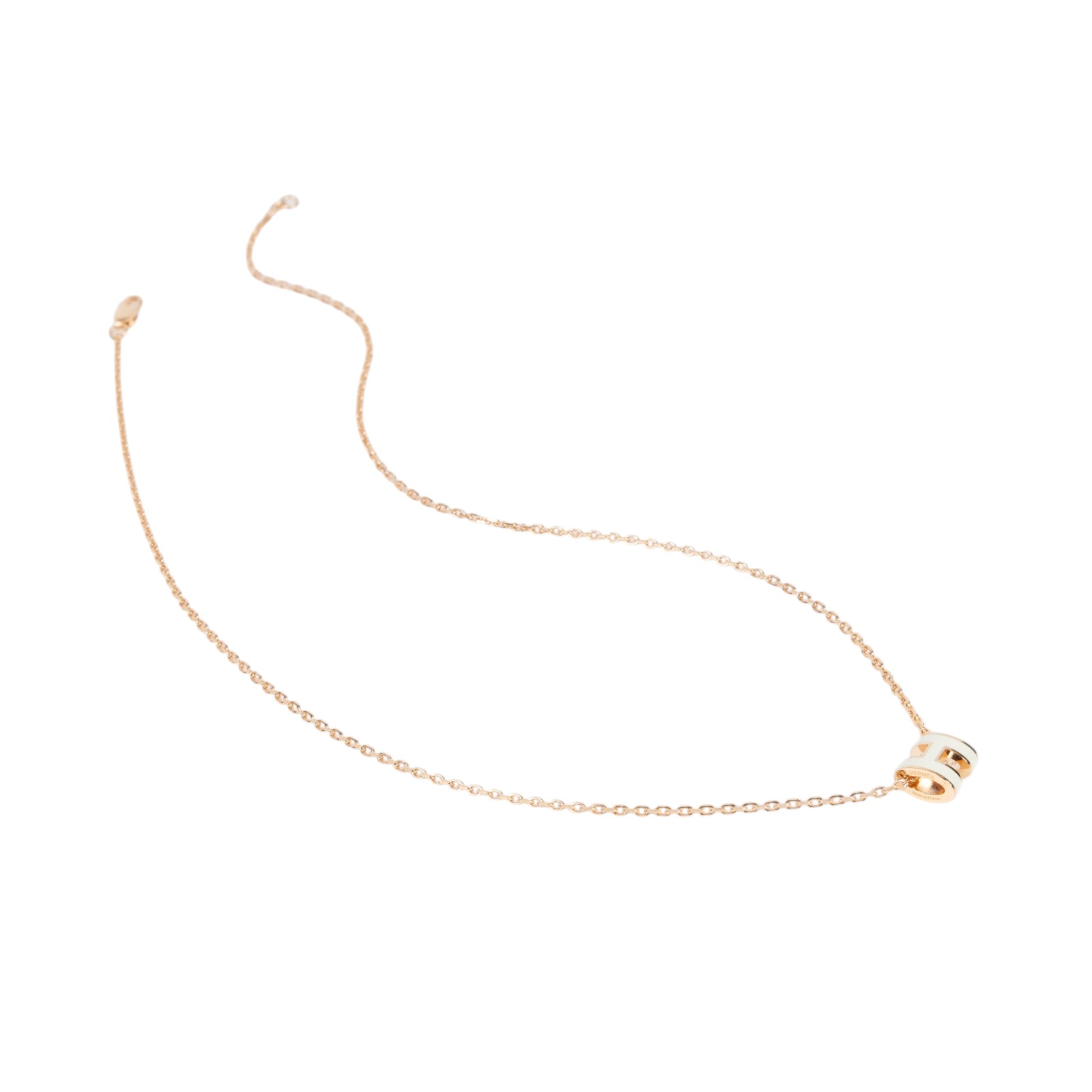 愛馬仕 Hermes Mini Pop H 墜飾 白色 H147992FO49  玫金白MINI POP H項鍊 原廠盒子/內襯