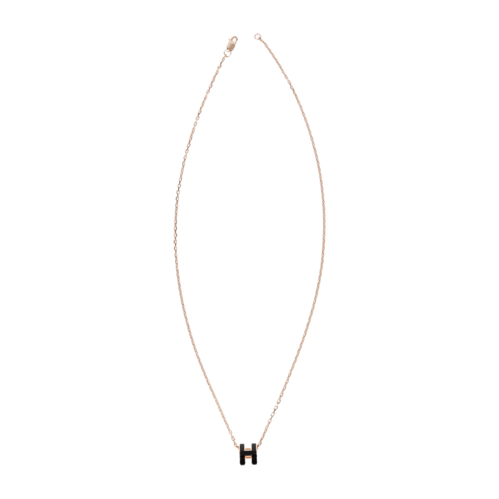 愛馬仕 Hermes Mini Pop H 墜飾 黑色 H147992FO03  玫金黑MINI POP H項鍊 原廠盒子/內襯