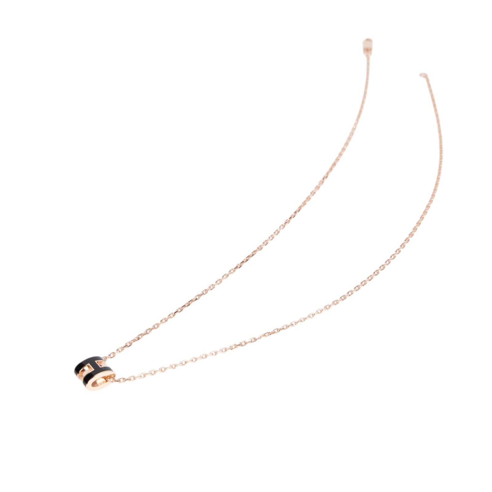 愛馬仕 Hermes Mini Pop H 墜飾 黑色 H147992FO03  玫金黑MINI POP H項鍊 原廠盒子/內襯