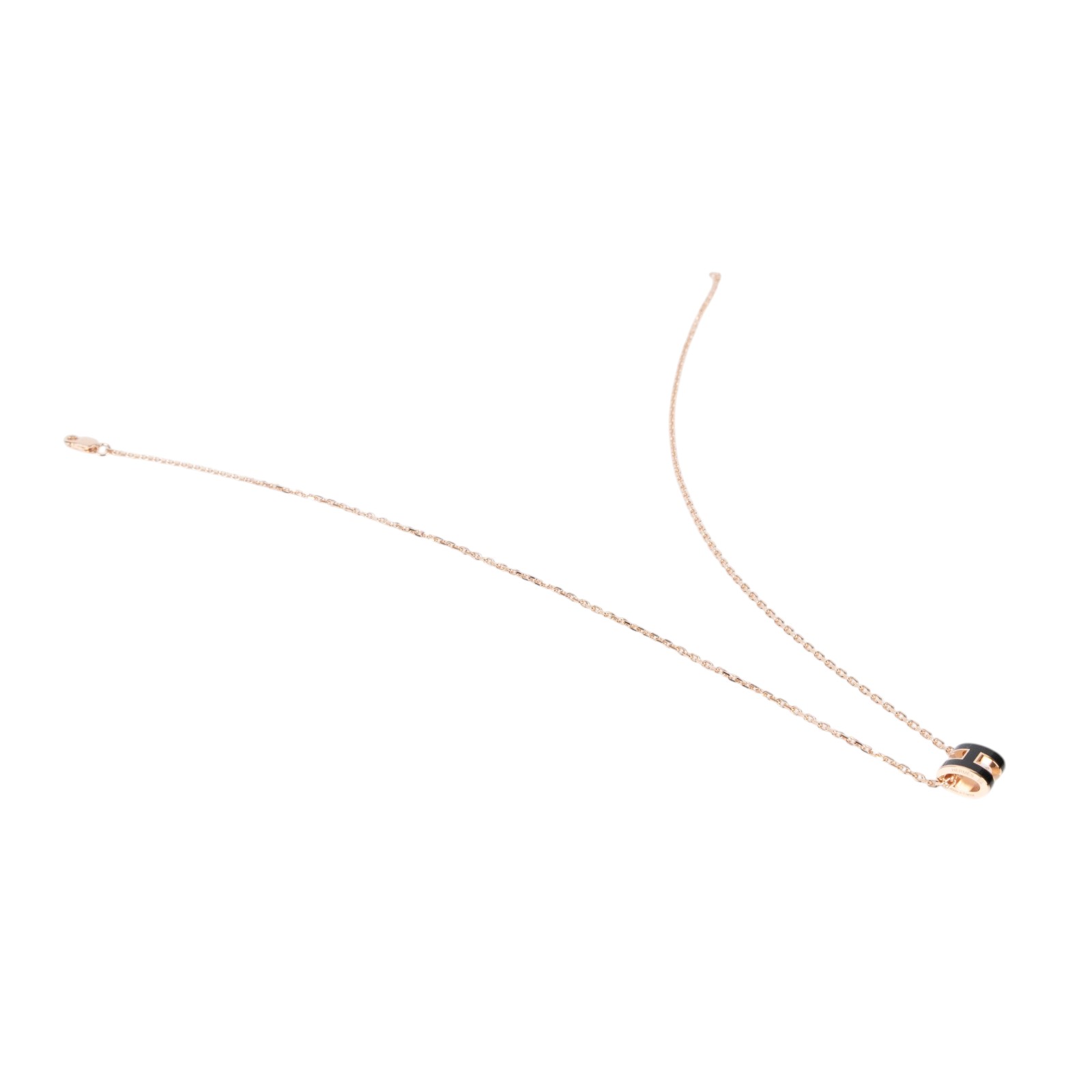 愛馬仕 Hermes Mini Pop H 墜飾 黑色 H147992FO03  玫金黑MINI POP H項鍊 原廠盒子/內襯