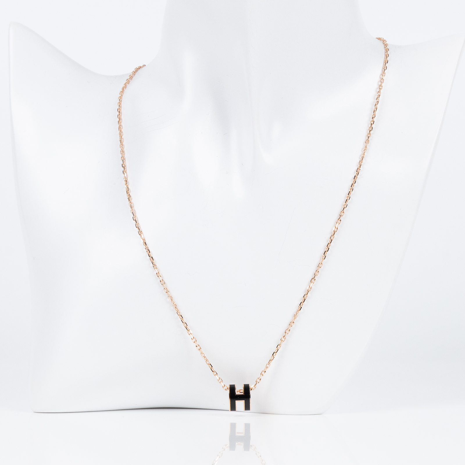 愛馬仕 Hermes Mini Pop H 墜飾 黑色 H147992FO03  玫金黑MINI POP H項鍊 原廠盒子/內襯