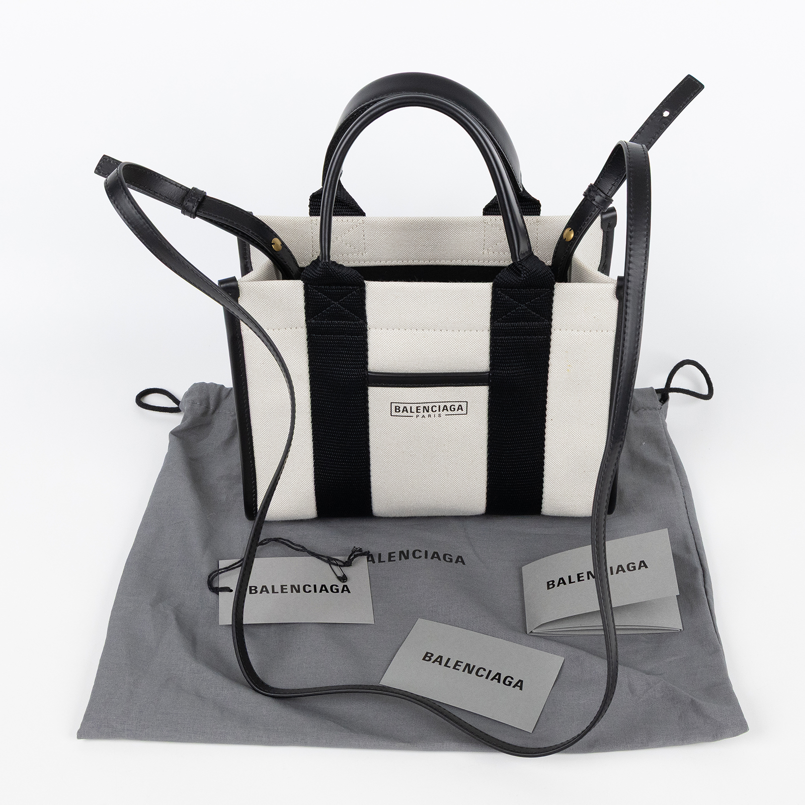 巴黎世家 BALENCIAGA Hardware xs 托特包 6936622HHAM 黑帆布2 WAY 防塵袋