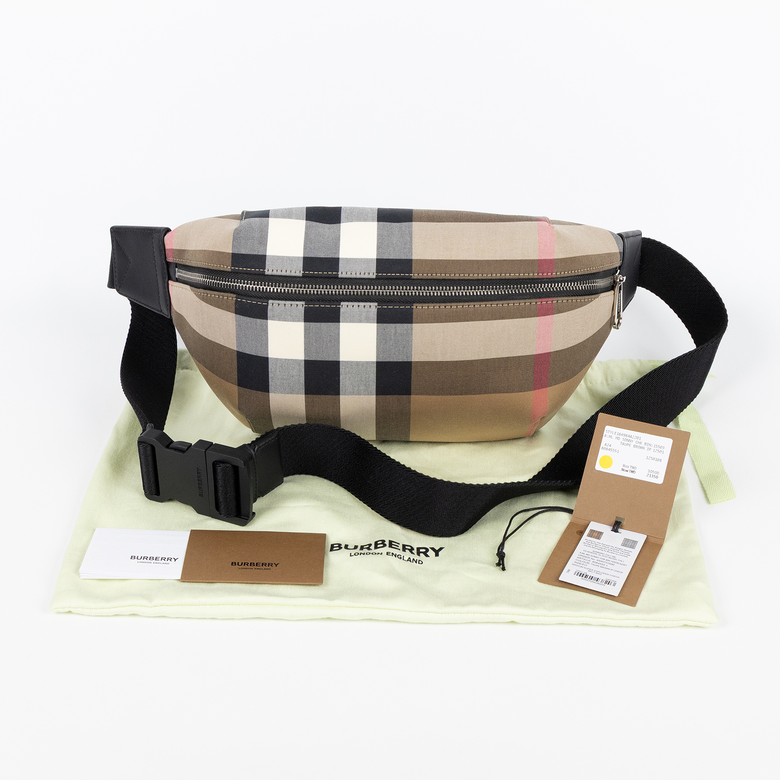 博柏利 BURBERRY 腰包 胸包 斜跨包 80845551 格紋腰包 防塵袋