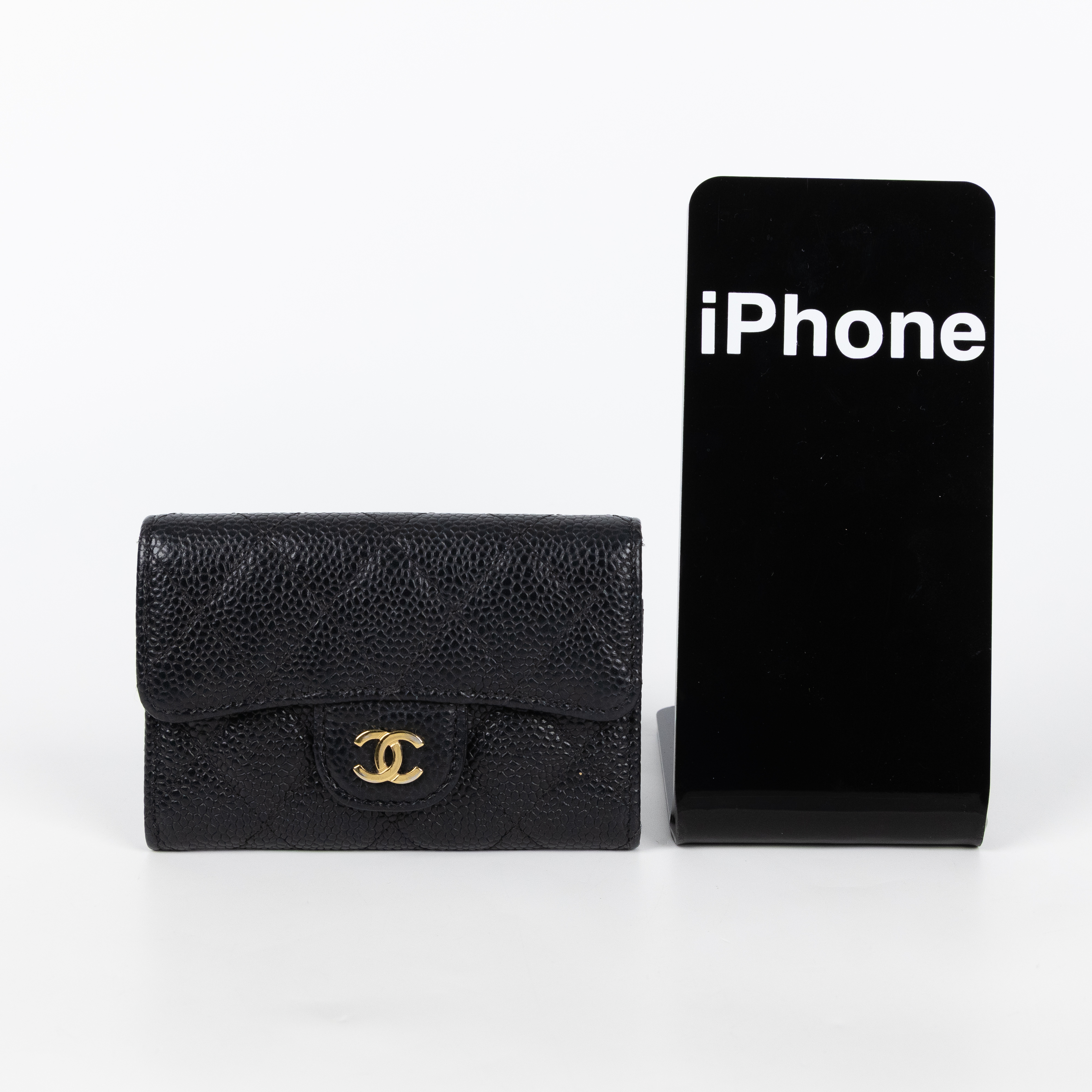 香奈兒 CHANEL CC LOGO 口蓋 卡片夾 錢包 AP0214 28開 黑金荔枝卡包 無附屬品