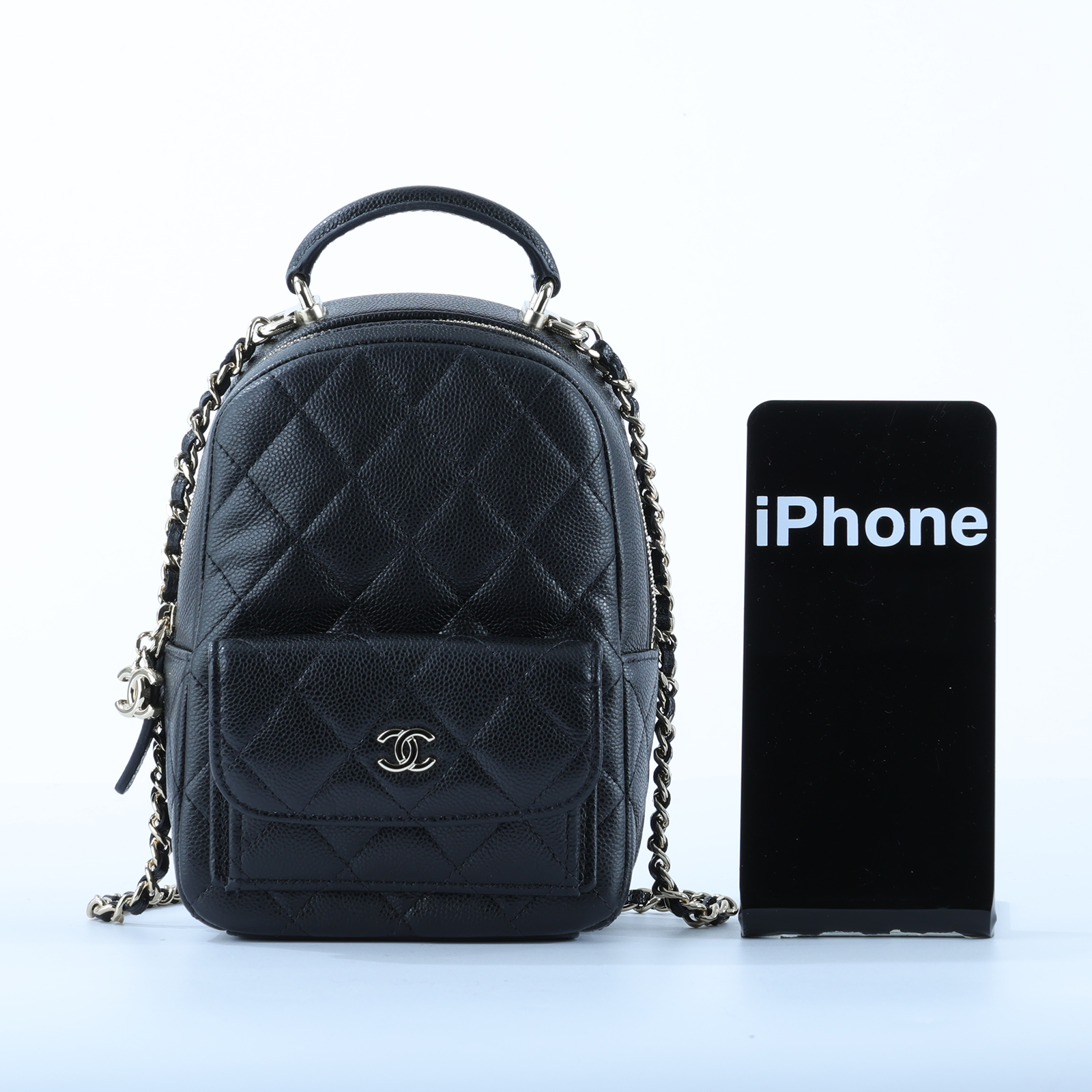 香奈兒 CHANEL 經典 迷你 後背包 AP3753 B10583 晶片款 黑淡金荔枝迷你後背包 原廠盒子/防塵袋/購買證明影本