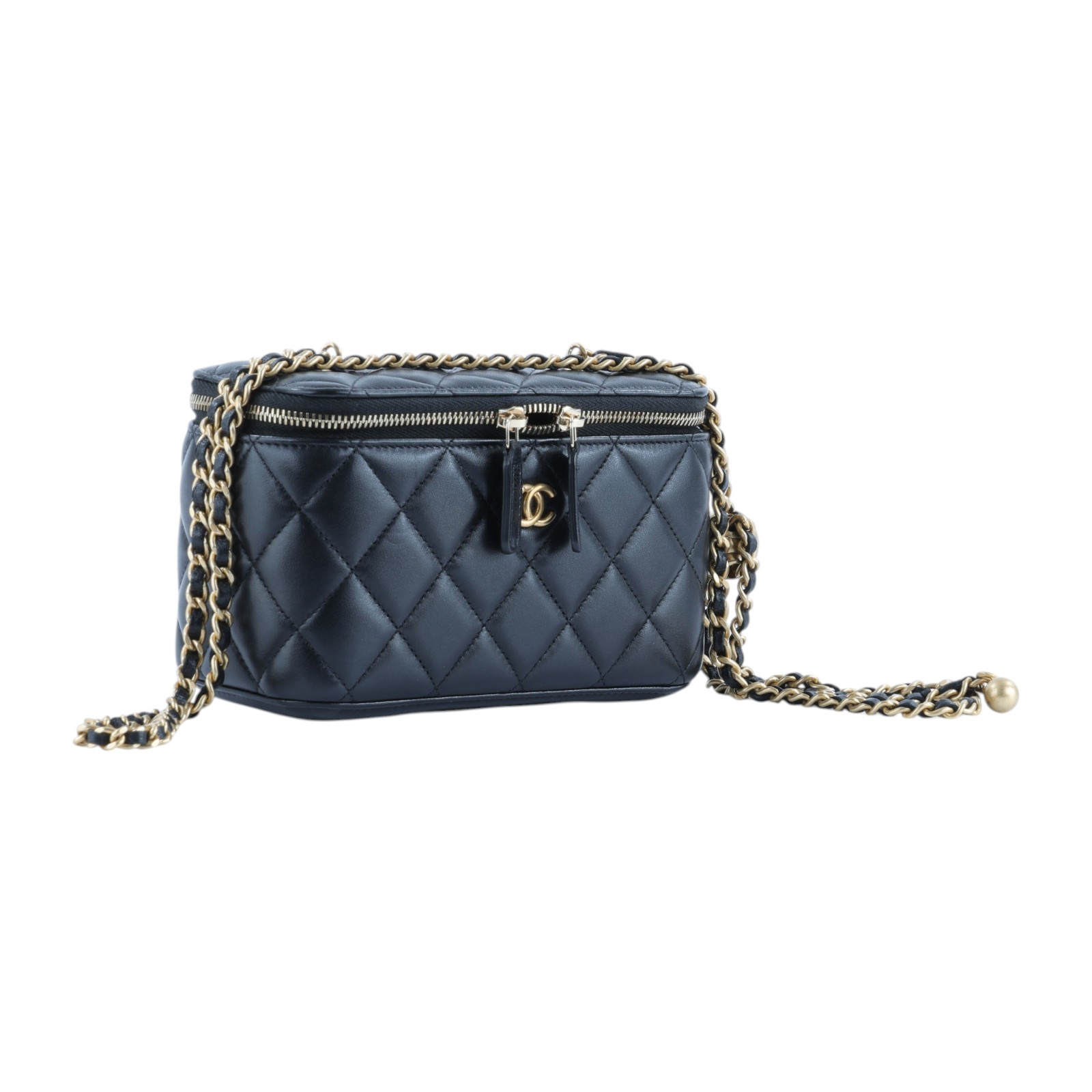 香奈兒 CHANEL CC LOGO 化妝盒 化妝箱 斜背包 Vanity Case AP2303 B18602 晶片款 黑羊VANITY CASE 原廠盒子/防塵袋/購買證明影本