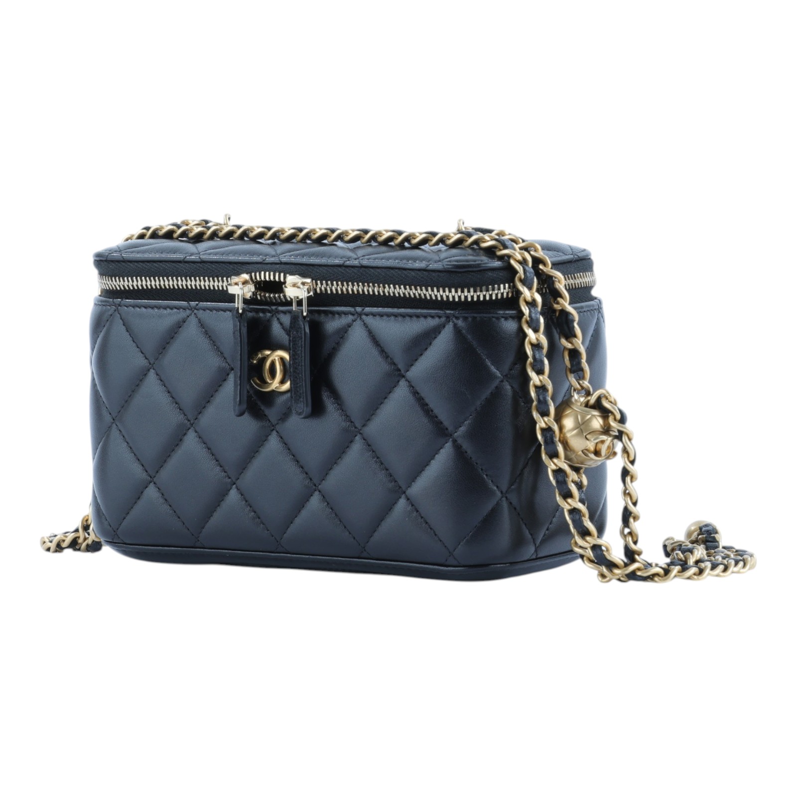 香奈兒 CHANEL CC LOGO 化妝盒 化妝箱 斜背包 Vanity Case AP2303 B18602 晶片款 黑羊VANITY CASE 原廠盒子/防塵袋/購買證明影本