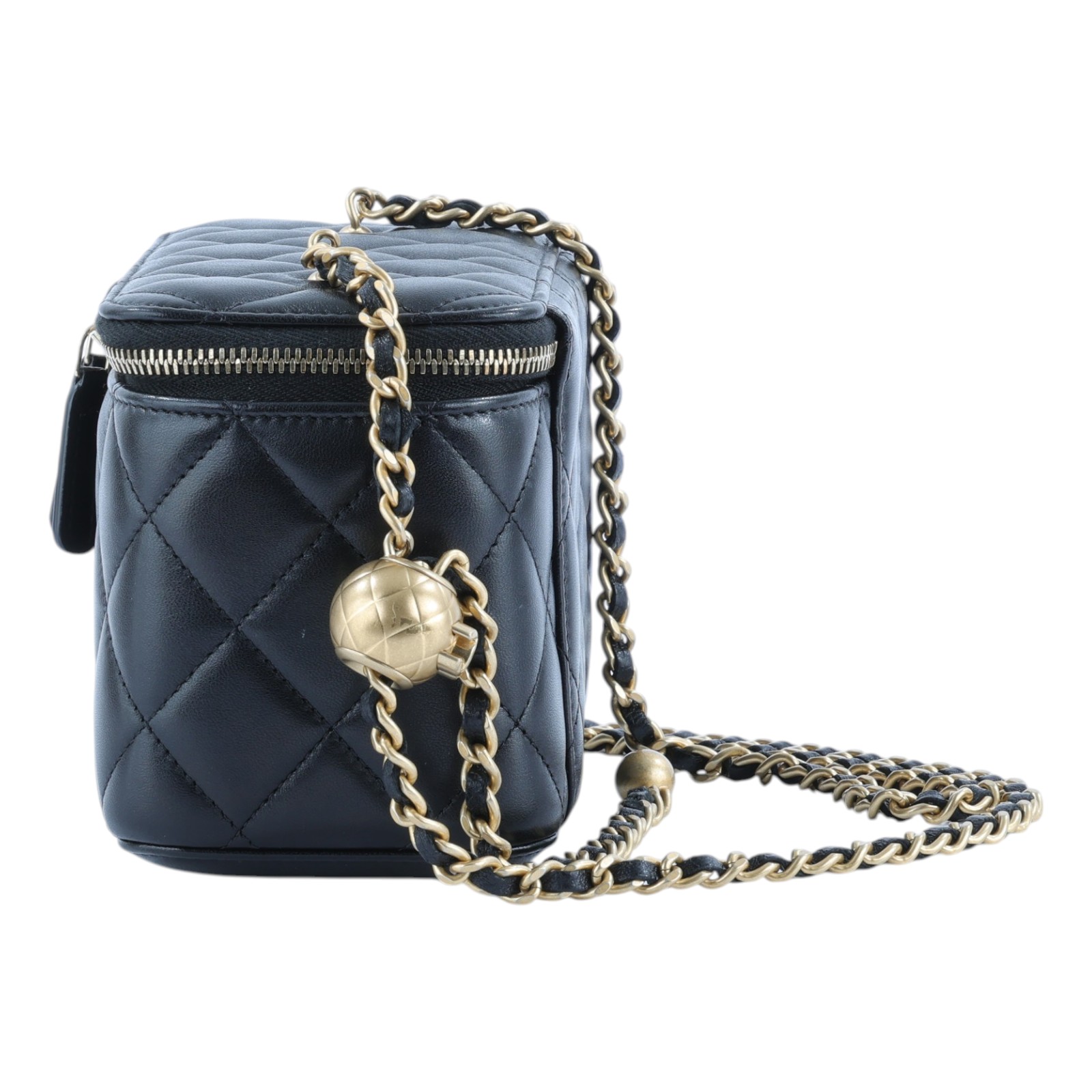 香奈兒 CHANEL CC LOGO 化妝盒 化妝箱 斜背包 Vanity Case AP2303 B18602 晶片款 黑羊VANITY CASE 原廠盒子/防塵袋/購買證明影本