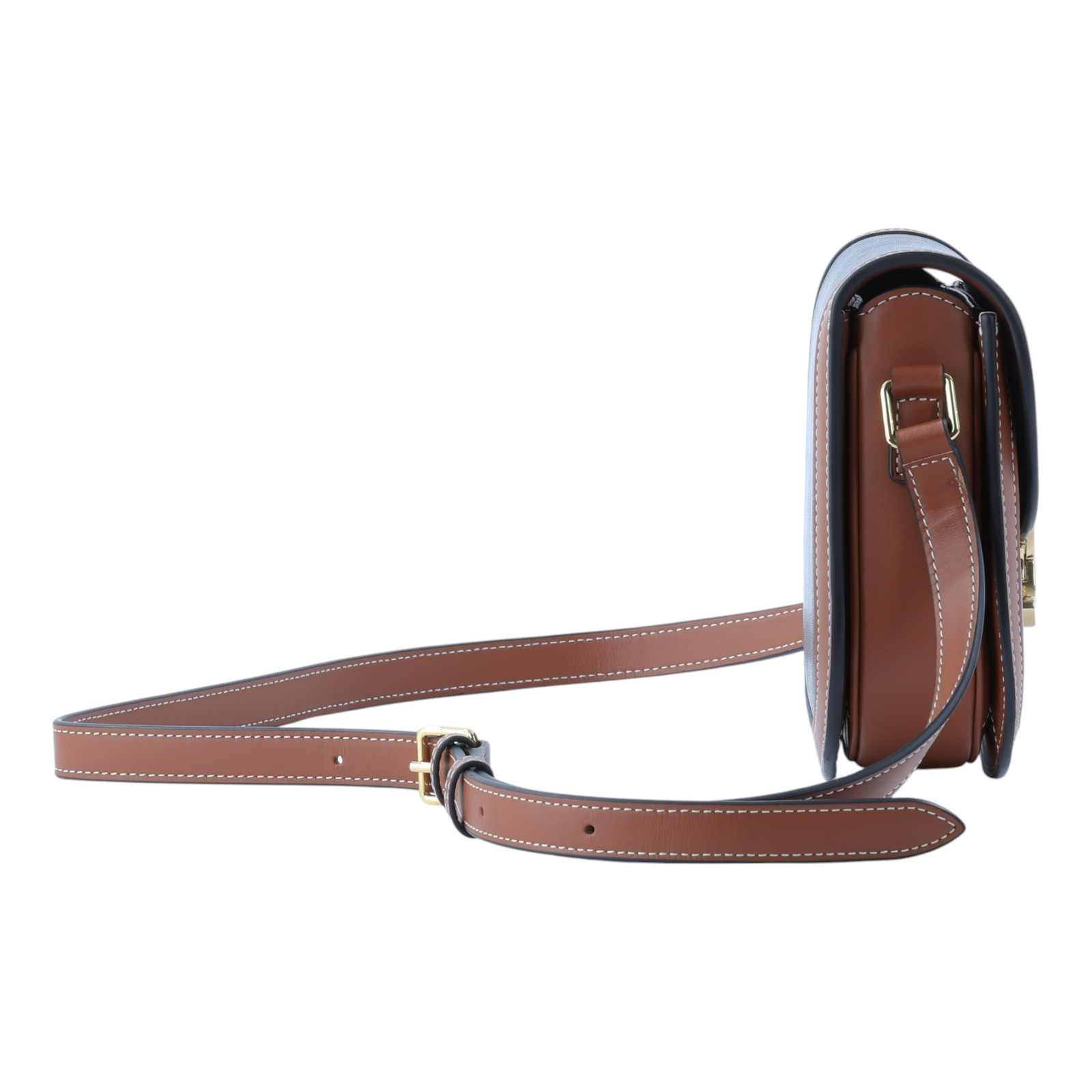 思琳 CELINE 標誌印花 牛皮革 Besace Clea 斜背 肩背 馬鞍包 110962BZ4 棕凱旋Teen Besace 無附屬品