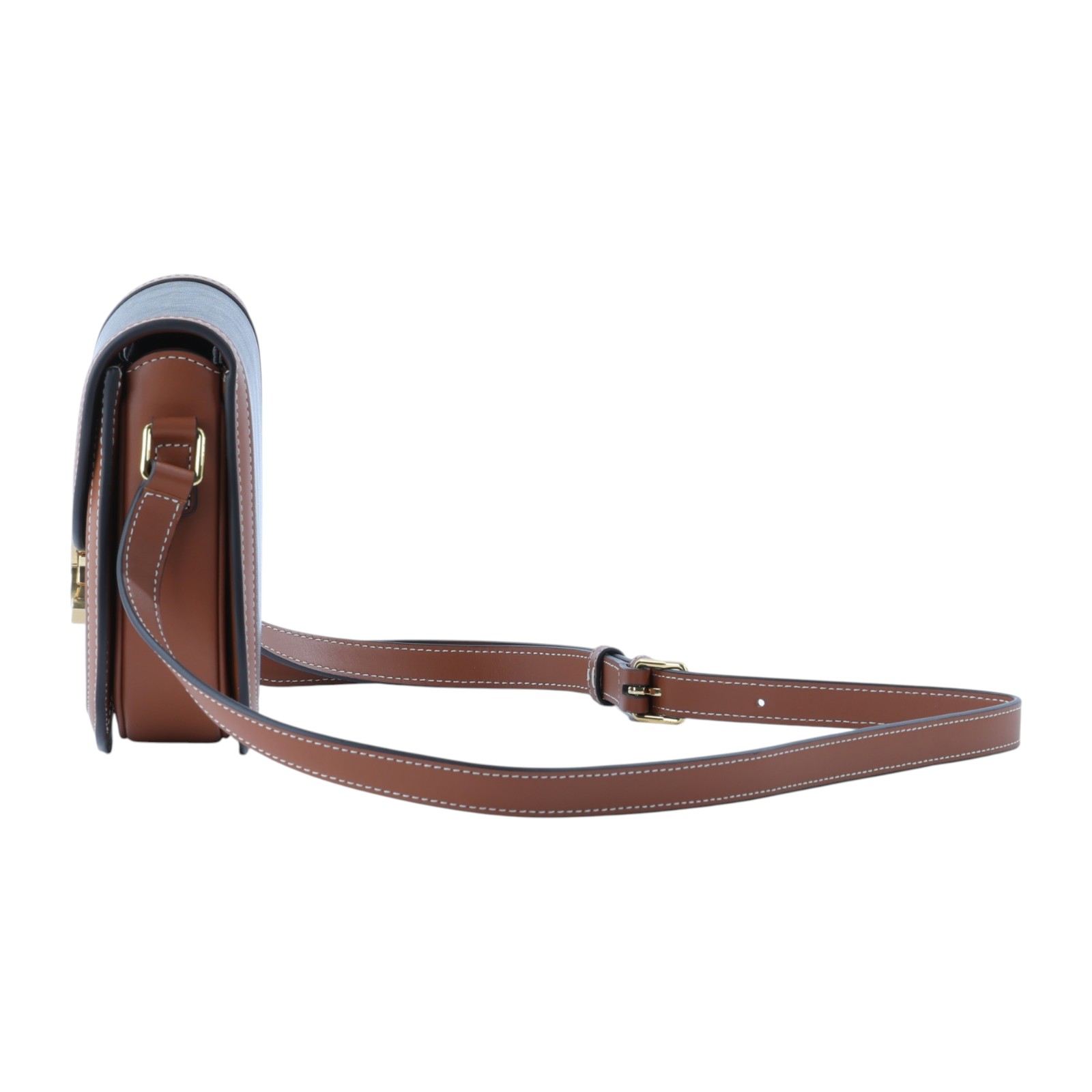 思琳 CELINE 標誌印花 牛皮革 Besace Clea 斜背 肩背 馬鞍包 110962BZ4 棕凱旋Teen Besace 無附屬品