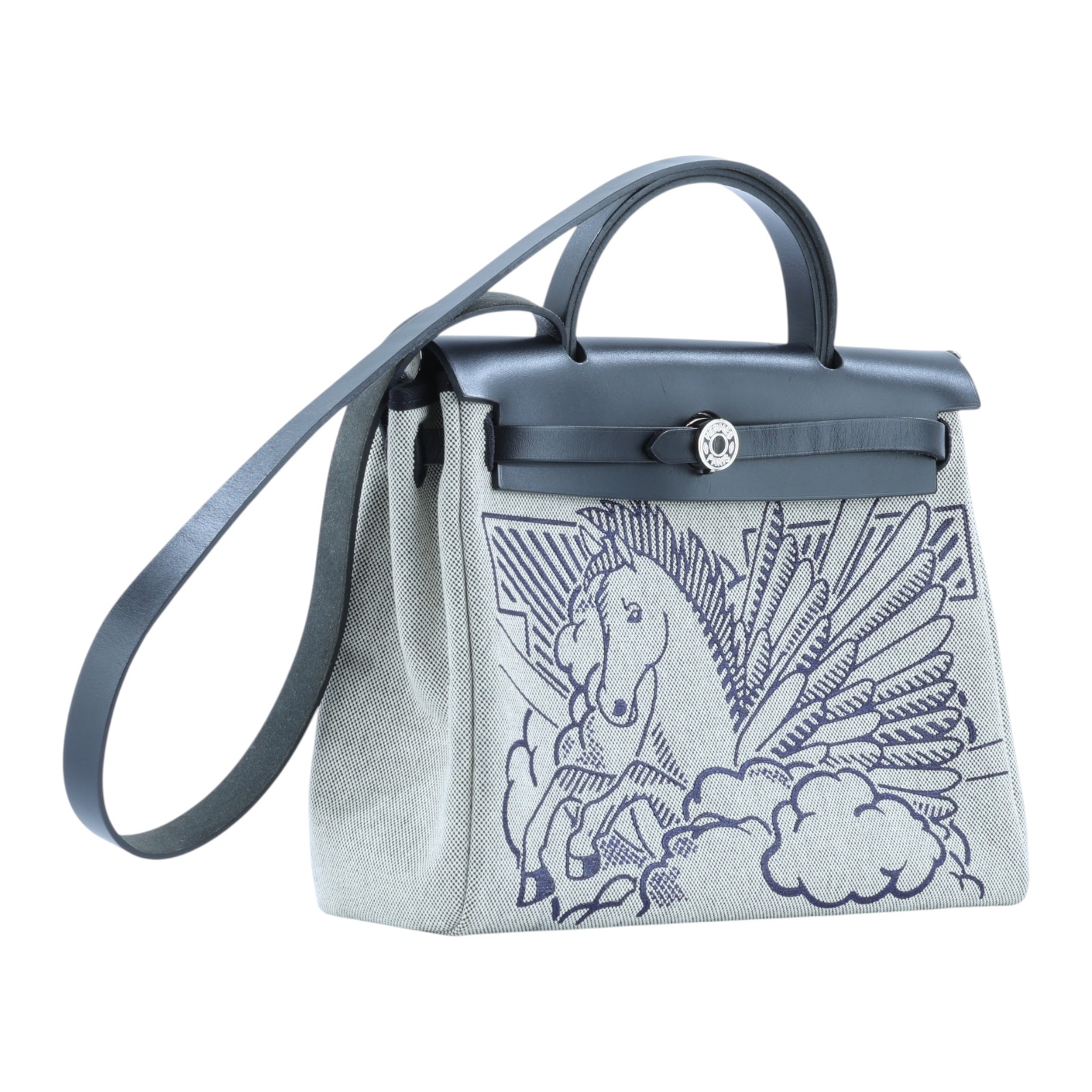 愛馬仕 Hermes Herbag Zip 31 銀色五金 深藍 黑色 H079201CKAB   原廠盒子/防塵袋/鎖組/內袋