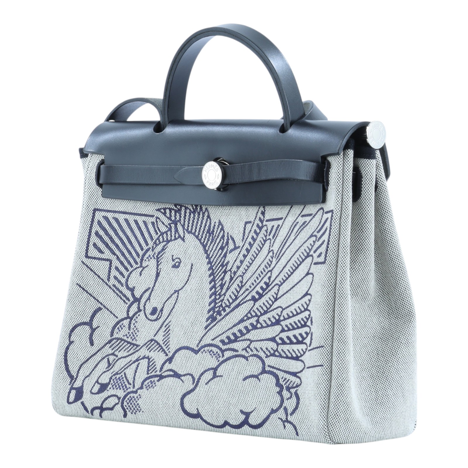 愛馬仕 Hermes Herbag Zip 31 銀色五金 深藍 黑色 H079201CKAB   原廠盒子/防塵袋/鎖組/內袋