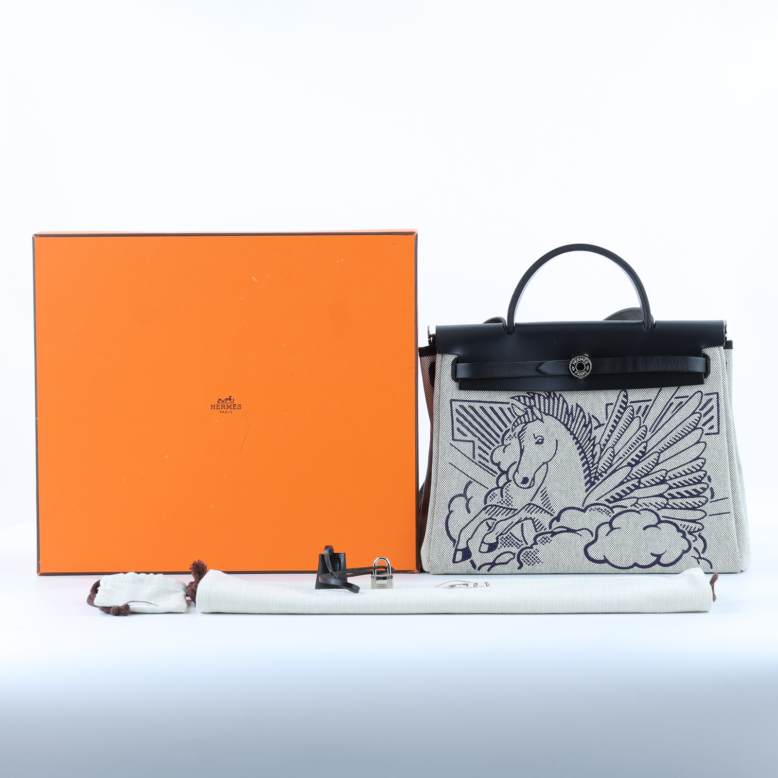 愛馬仕 Hermes Herbag Zip 31 銀色五金 深藍 黑色 H079201CKAB   原廠盒子/防塵袋/鎖組/內袋