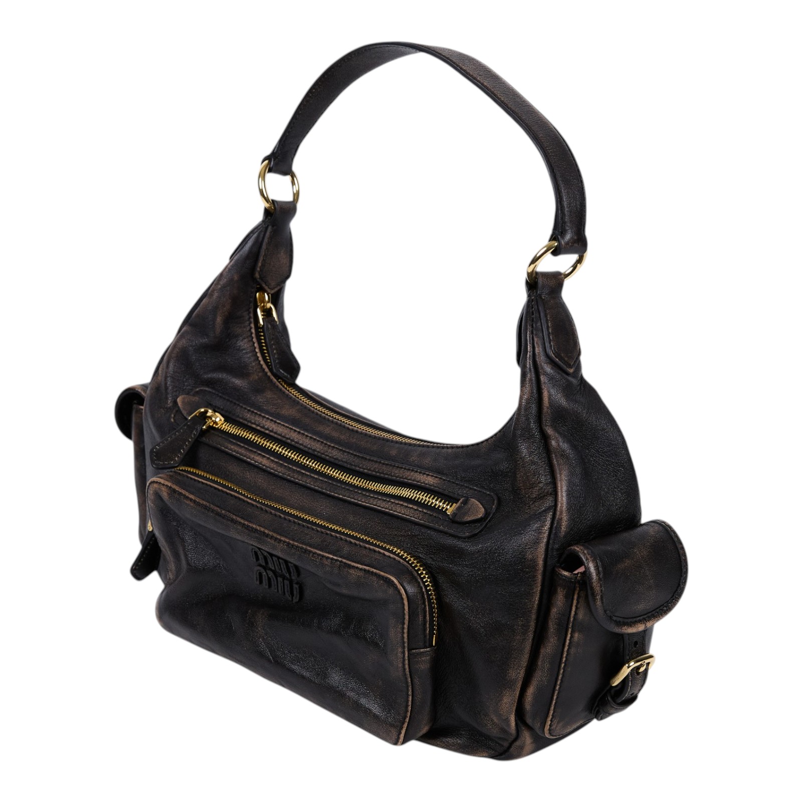 繆繆 MIU MIU Pocket 納帕軟皮 手提包 5BC189_AF8T 晶片款 咖啡棕Pocket NAPPA 肩背包 防塵袋