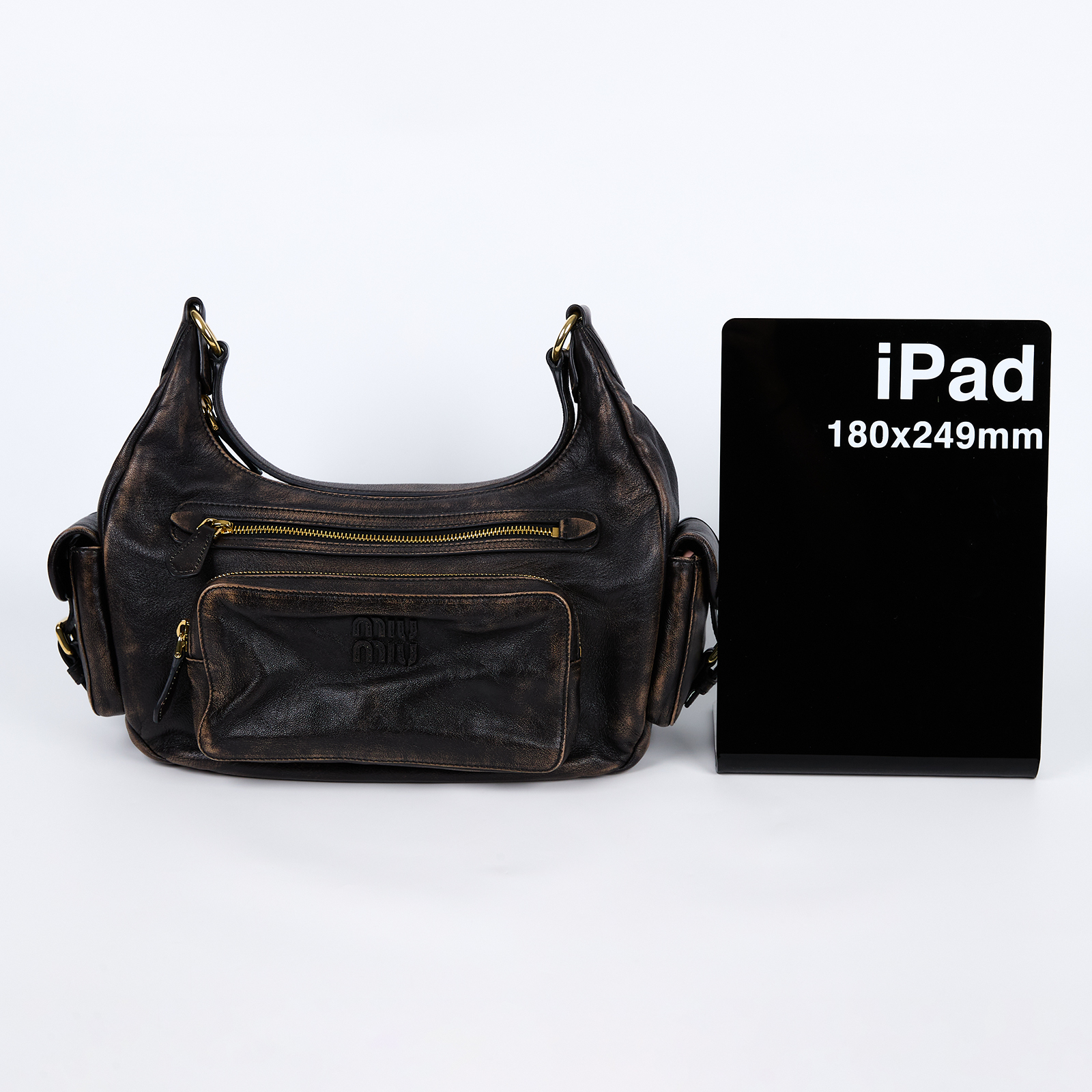 繆繆 MIU MIU Pocket 納帕軟皮 手提包 5BC189_AF8T 晶片款 咖啡棕Pocket NAPPA 肩背包 防塵袋