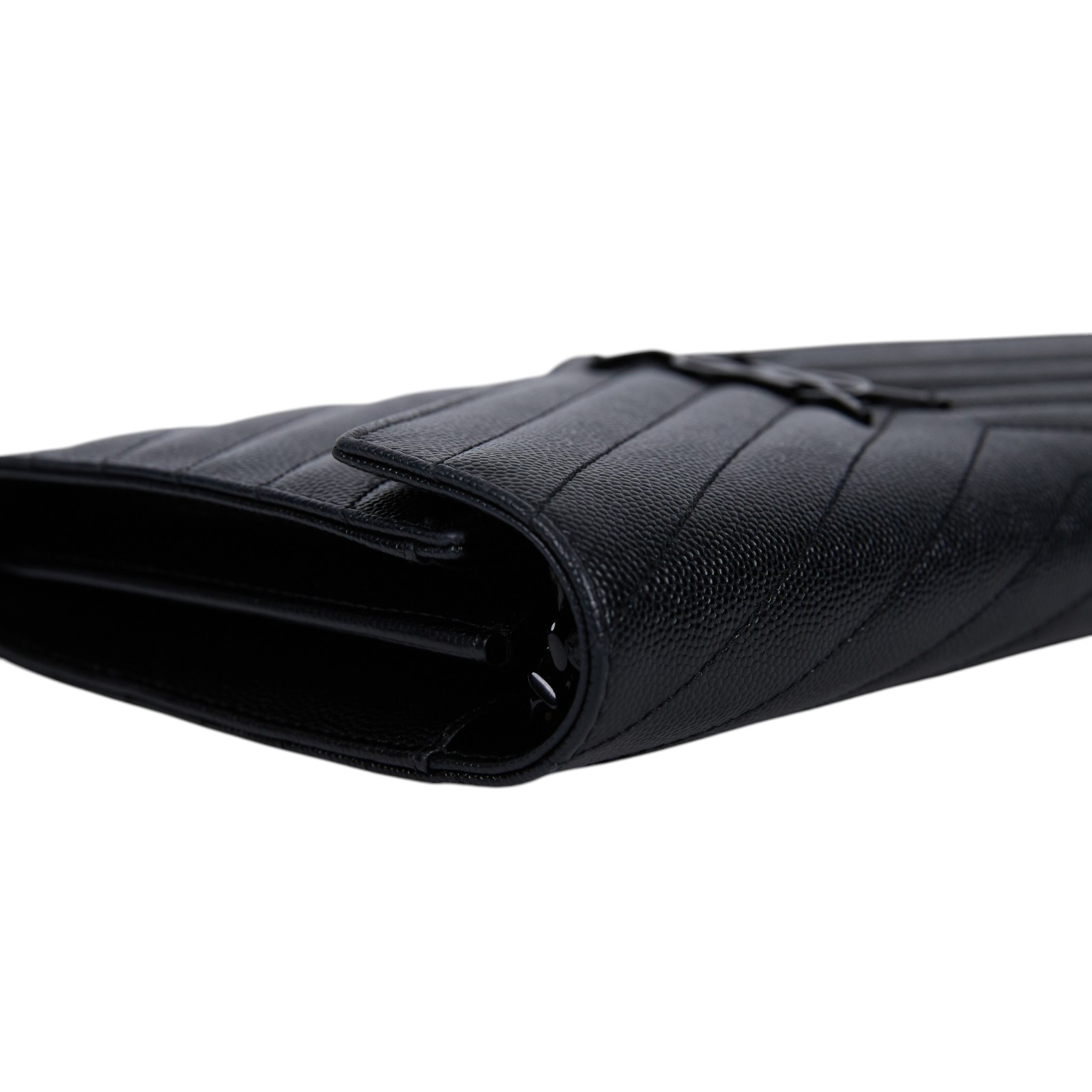 聖羅蘭 YSL SAINT LAURENT Cassandre 經典粒面皮革 鏈條 錢包 同色五金 377828BOW08  原廠盒子/防塵袋