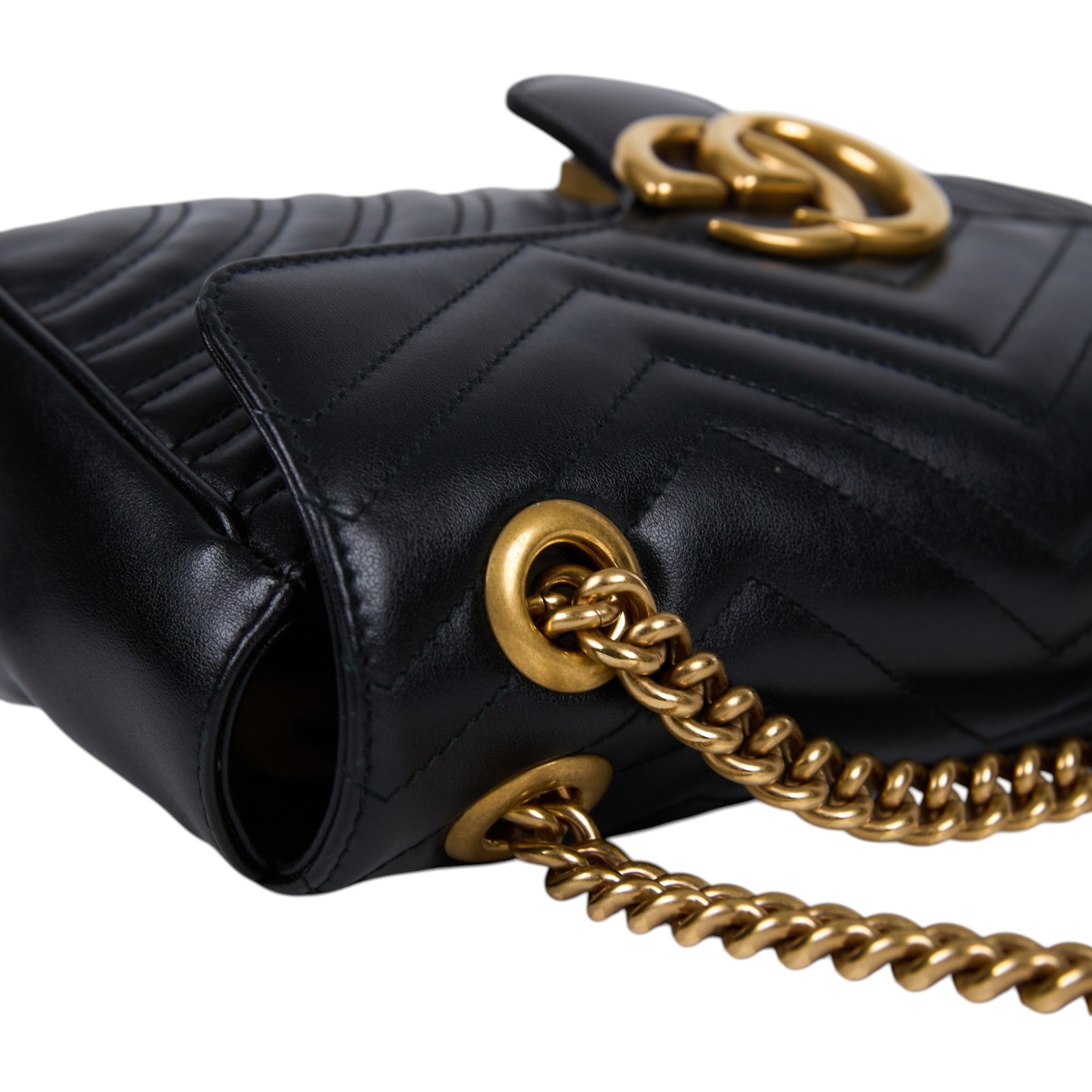 古馳 GUCCI GG Marmont 小型 絎縫 肩揹袋 443497 DTDIT 黑金MARMONT 26CM 防塵袋