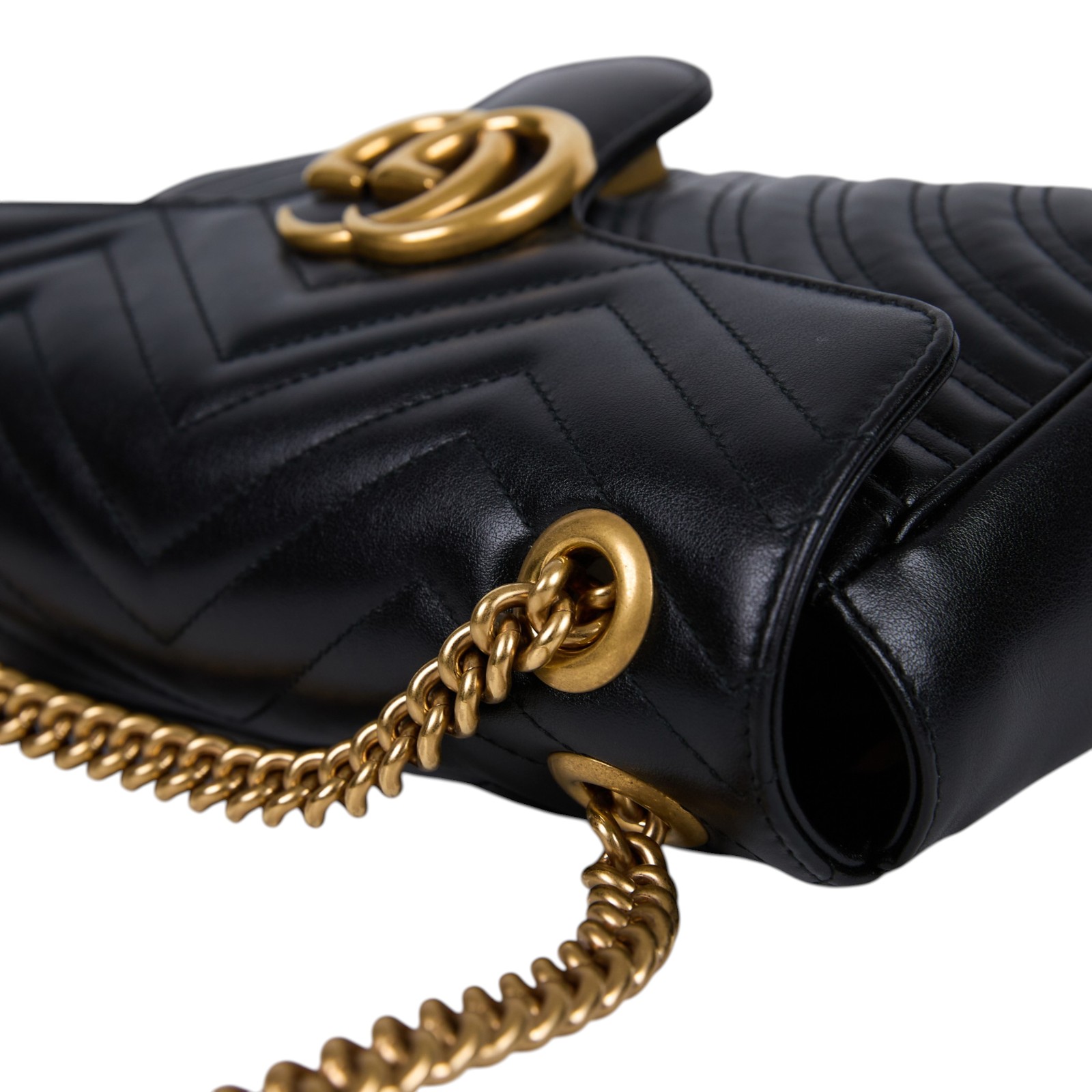 古馳 GUCCI GG Marmont 小型 絎縫 肩揹袋 443497 DTDIT 黑金MARMONT 26CM 防塵袋