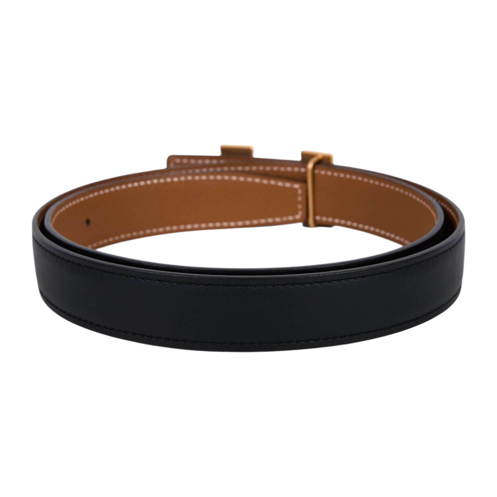 愛馬仕 Hermes H 皮帶釦 雙面皮腰帶 HBELT2475 /#75 黑/焦糖H皮帶 24MM 防塵袋/原廠盒子