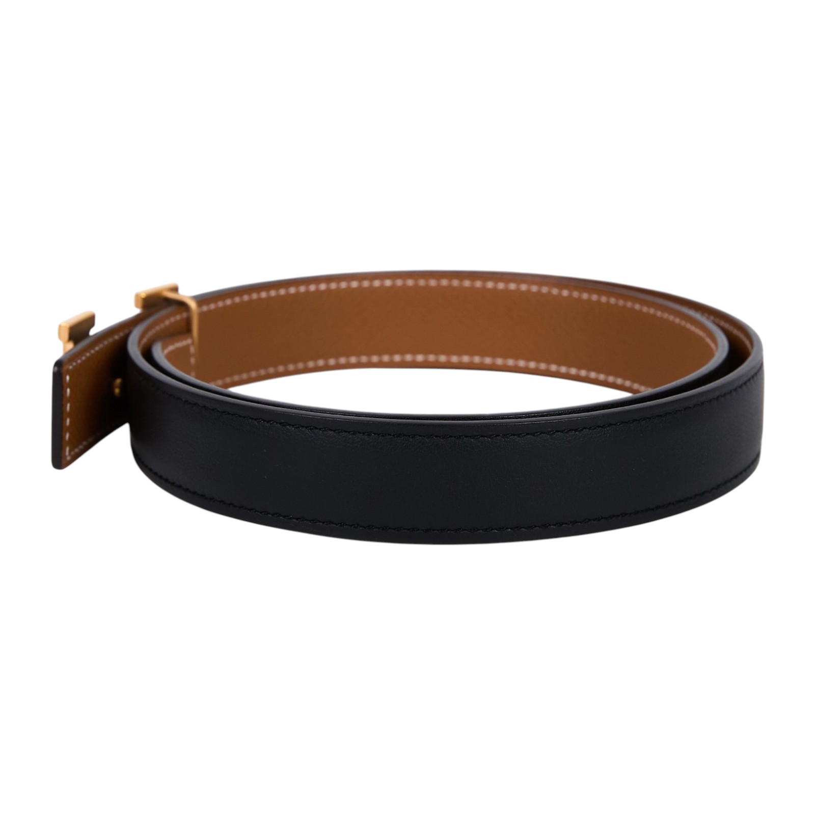 愛馬仕 Hermes H 皮帶釦 雙面皮腰帶 HBELT2475 /#75 黑/焦糖H皮帶 24MM 防塵袋/原廠盒子