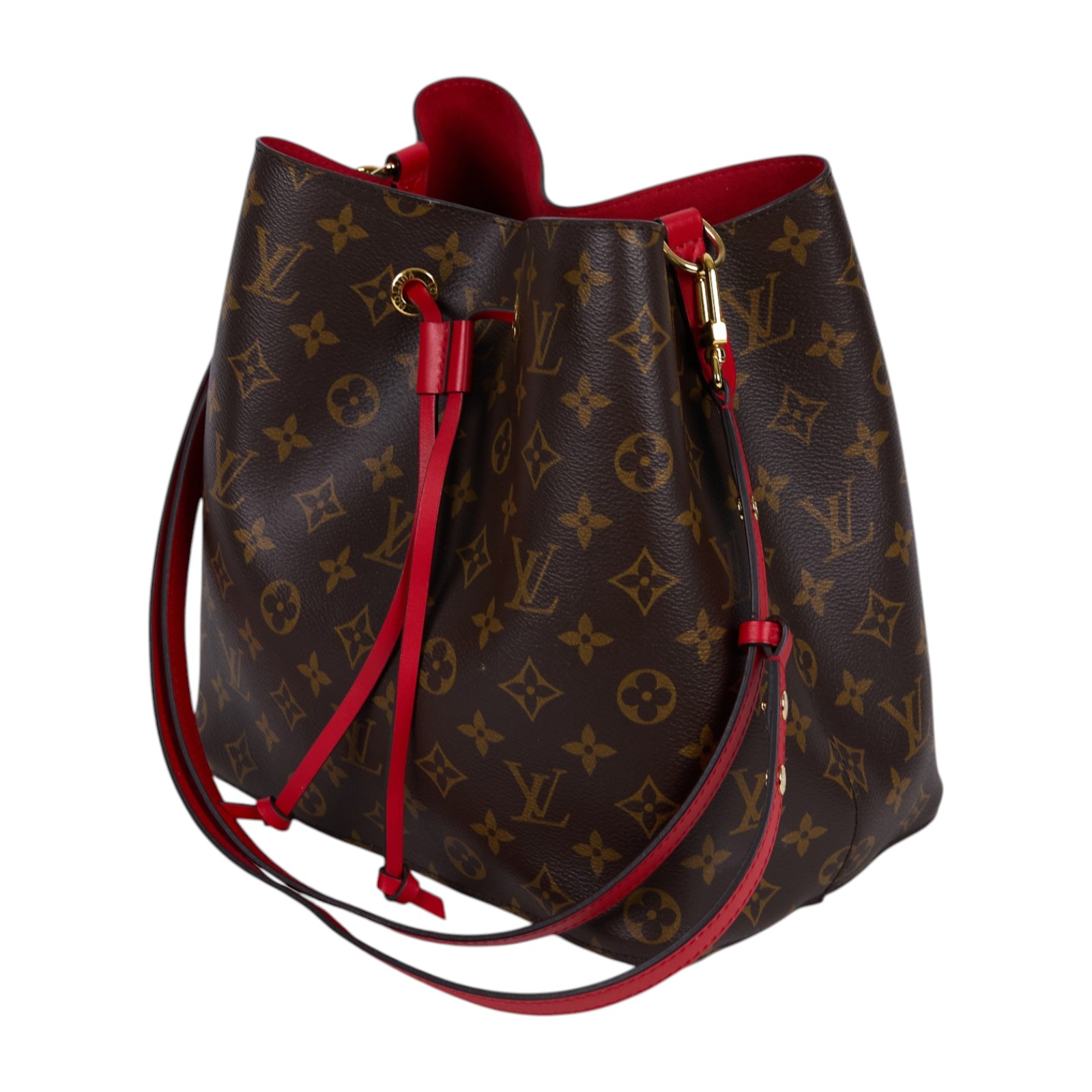 路易威登 LOUIS VUITTON NéoNoé MM 經典帆布 肩背 水桶包 紅色 M44021 原花紅NEONOE水桶包 背帶