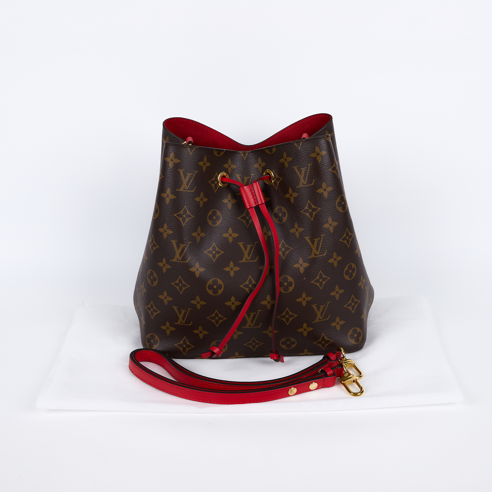 路易威登 LOUIS VUITTON NéoNoé MM 經典帆布 肩背 水桶包 紅色 M44021 原花紅NEONOE水桶包 背帶