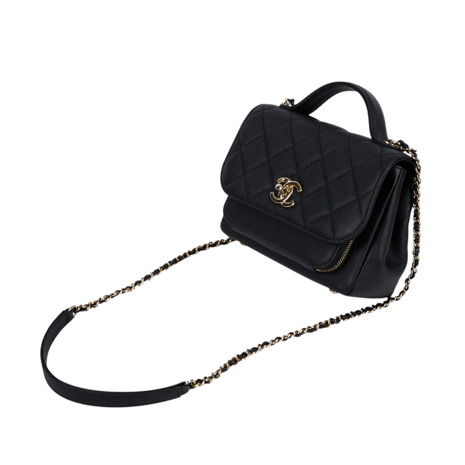 香奈兒 CHANEL CC logo 荔枝皮 斜背 小型 郵差包 口蓋包 A93749 28開黑金荔枝2WAY 防塵袋/保證卡
