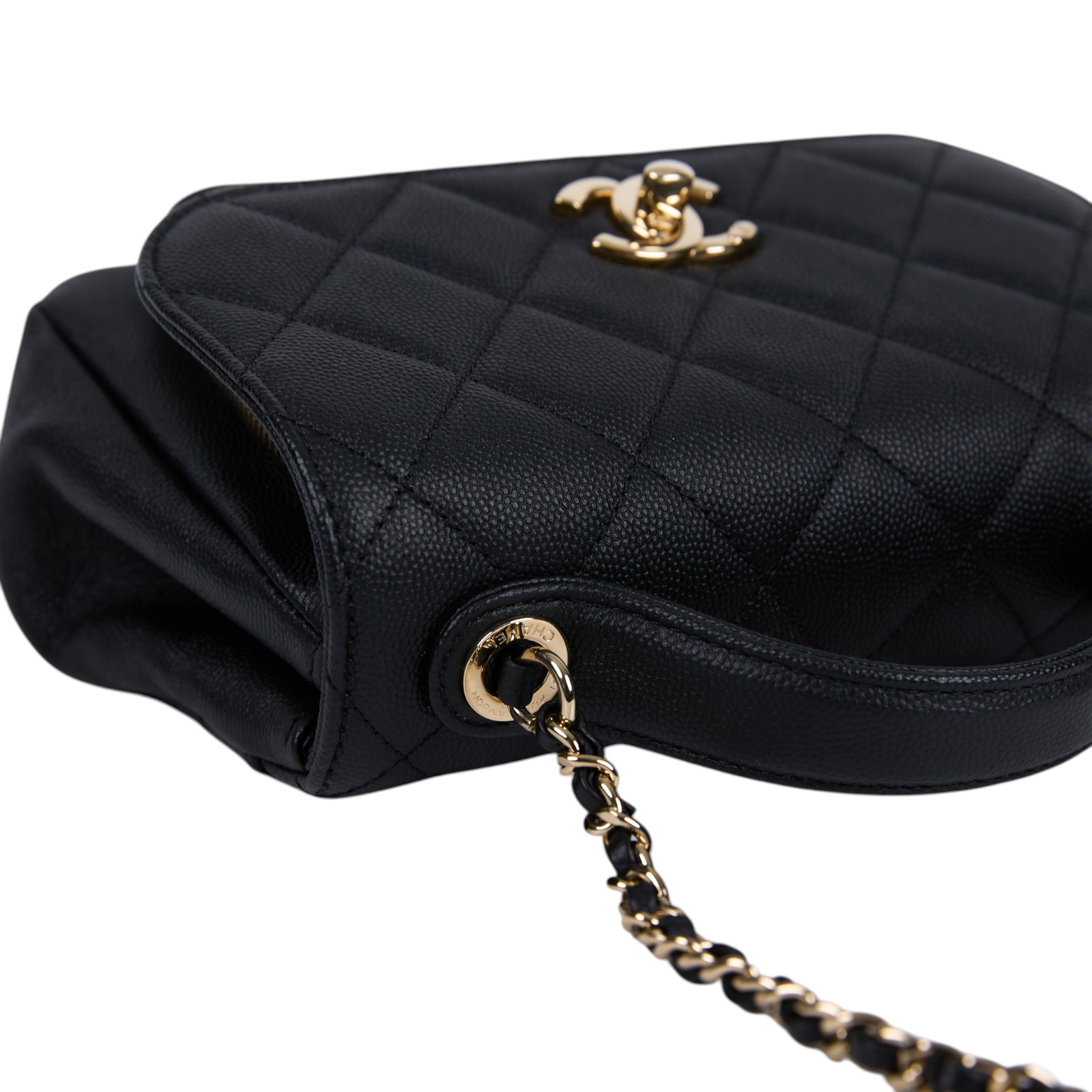 香奈兒 CHANEL CC logo 荔枝皮 斜背 小型 郵差包 口蓋包 A93749 28開黑金荔枝2WAY 防塵袋/保證卡