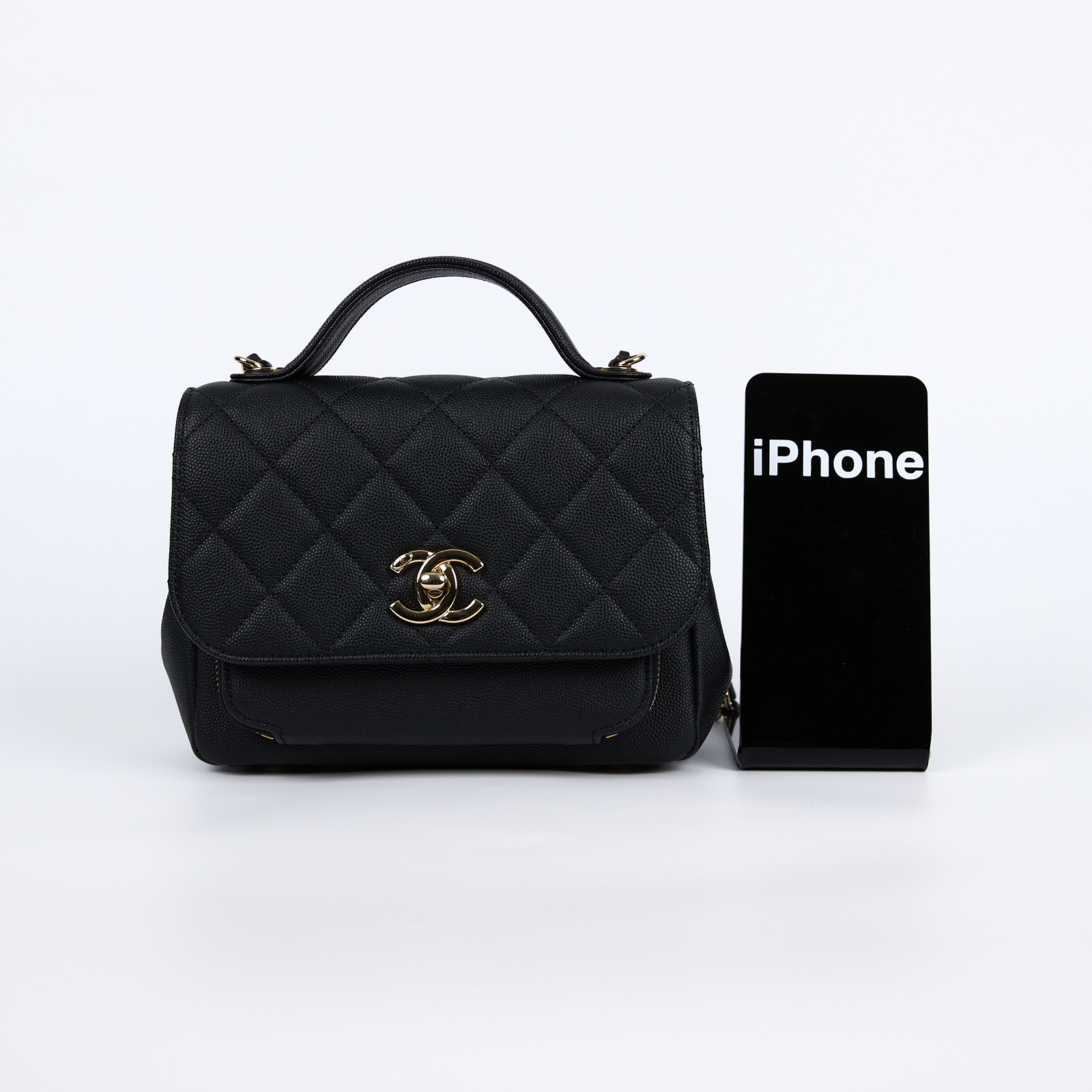 香奈兒 CHANEL CC logo 荔枝皮 斜背 小型 郵差包 口蓋包 A93749 28開黑金荔枝2WAY 防塵袋/保證卡