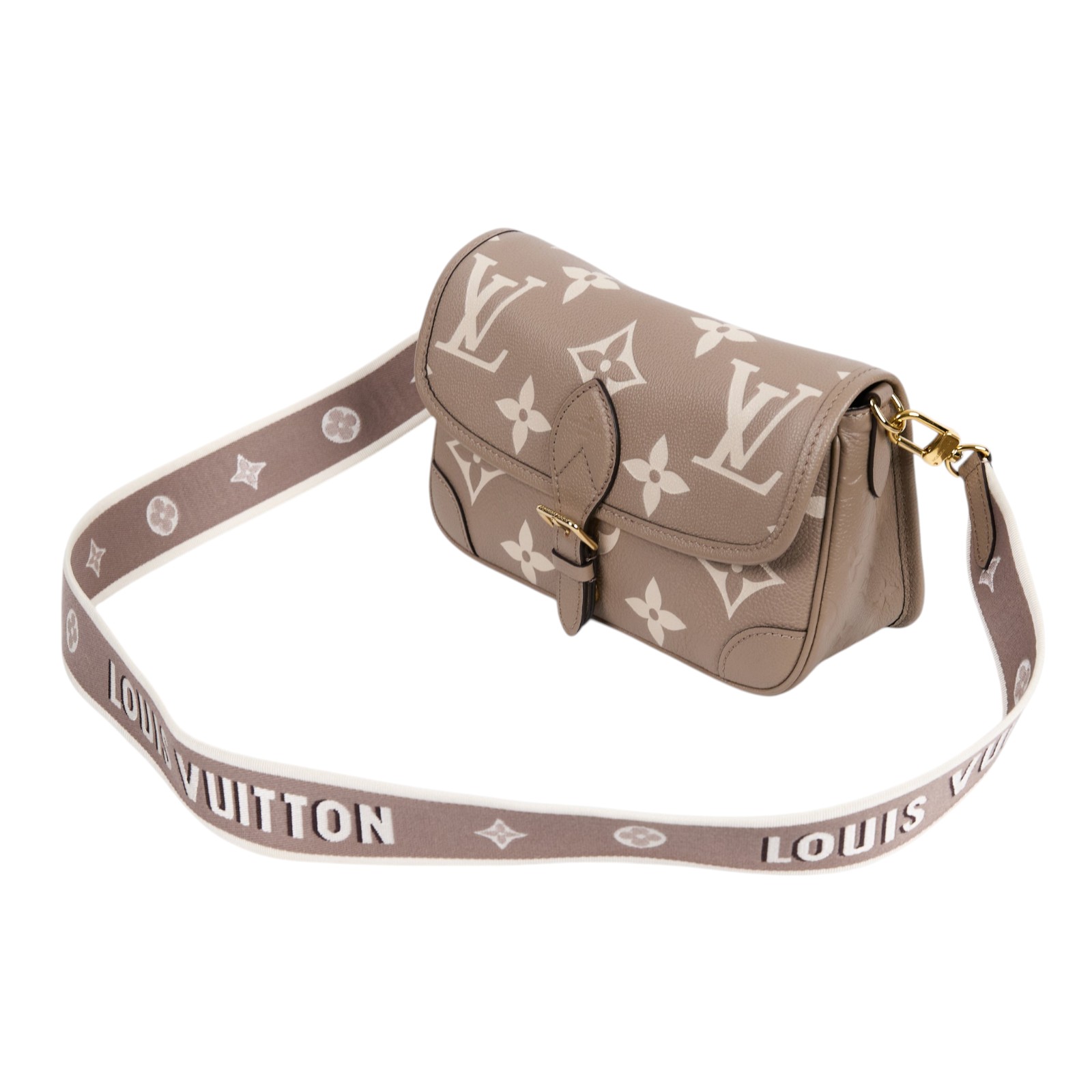 路易威登 LOUIS VUITTON Diane 腋下包法棍 單肩背包 斑鳩灰 奶油色 M46583 晶片款 斑鳩灰DIANE 原廠盒子/防塵袋/背帶/購買證明