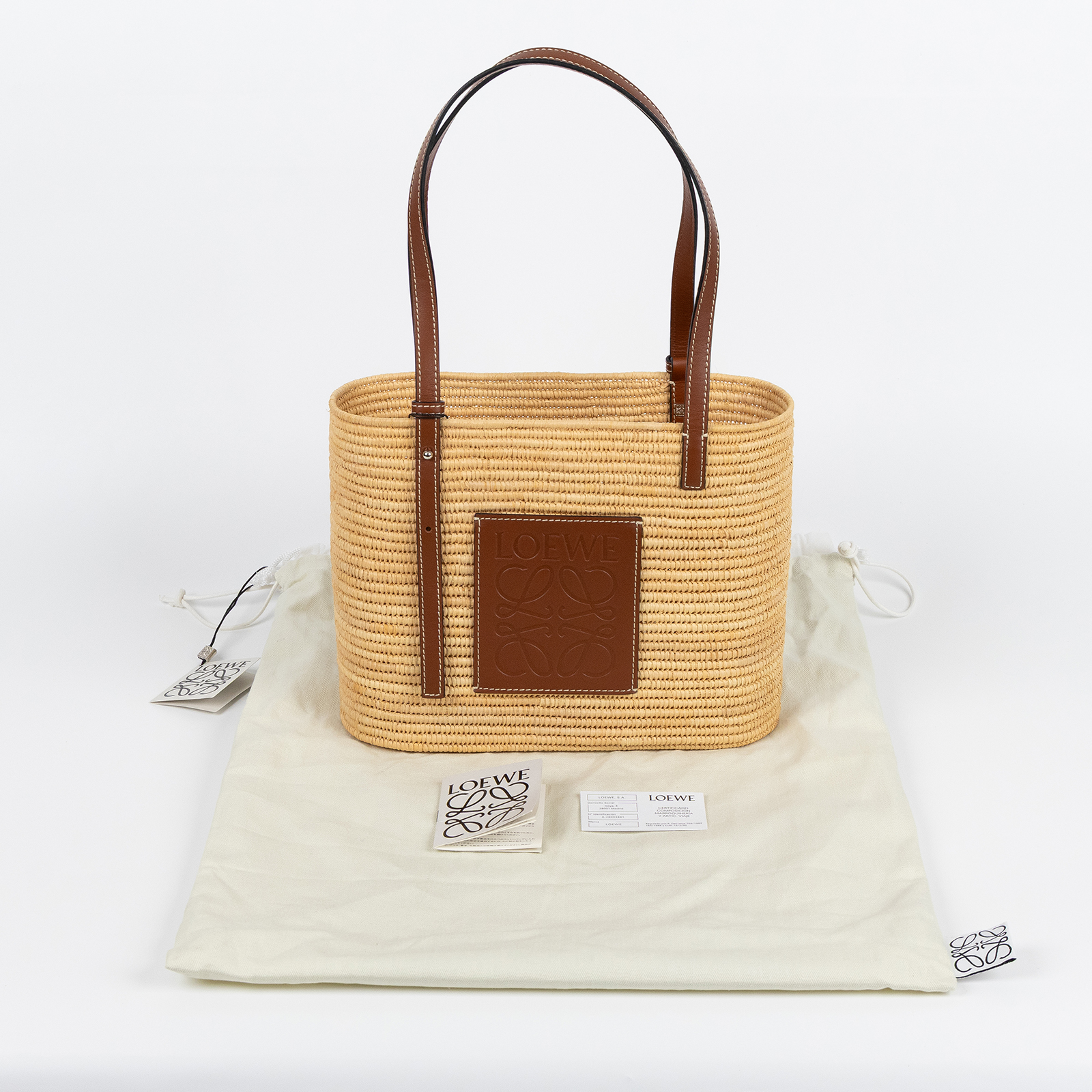 羅意威 LOEWE Square Basket 手袋 小型 A223099X02 草編Square Basket SMALL 防塵袋
