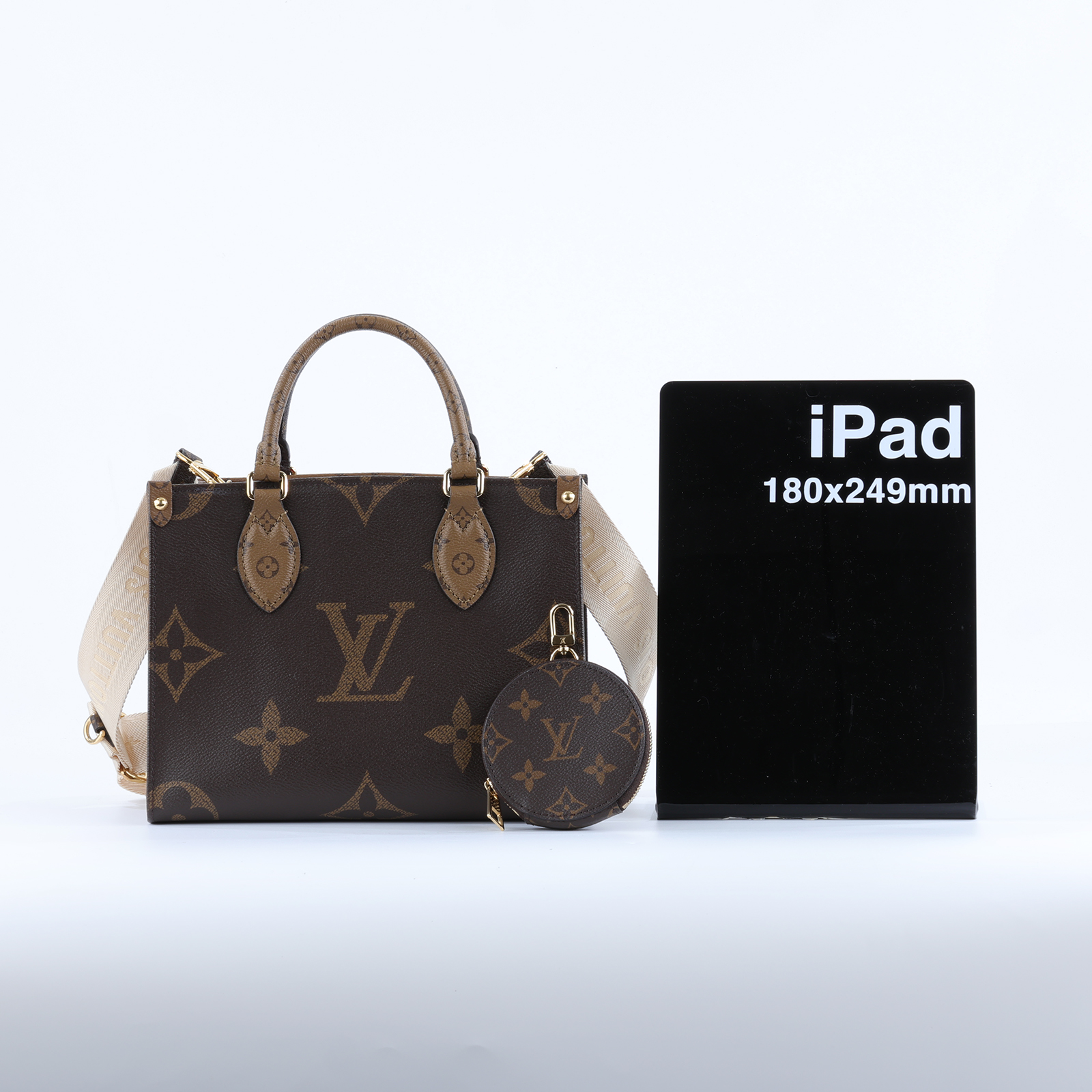 路易威登 LOUIS VUITTON OnTheGo PM 雙色帆布 手提 斜背包 M46373 晶片款  原廠盒子/防塵袋/購買證明/內袋/背帶