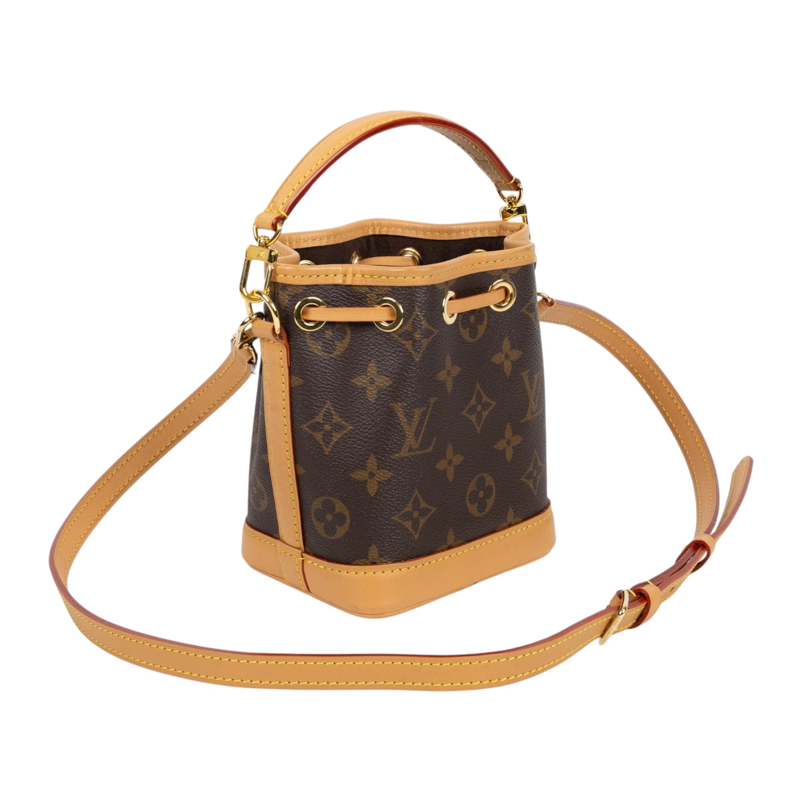 路易威登 LOUIS VUITTON Nano Noé 原花 束口水桶包 M81266 晶片款 原花NANO NOE水桶包 原廠盒子/防塵袋/背帶2/購買證明