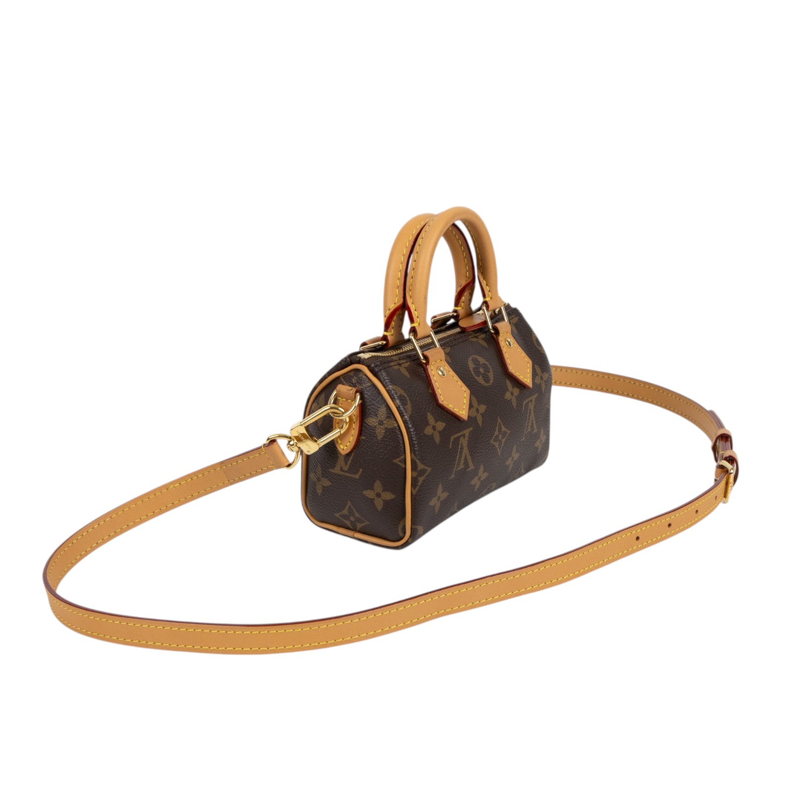 路易威登 LOUIS VUITTON Nano Speedy 原花 手提 肩背包 M81085 原花NANO SPEEDY 原廠盒子/防塵袋/背帶/購買證明影本