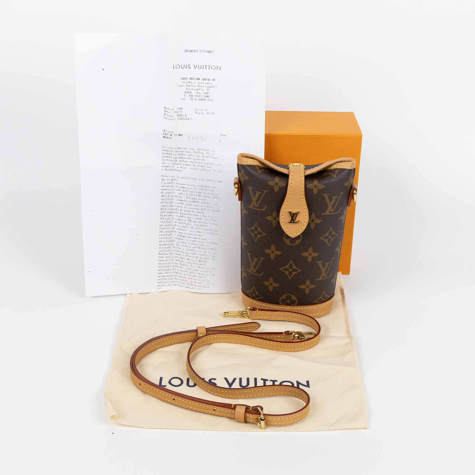 路易威登 LOUIS VUITTON Fold Me Pouch 隨身包 薯條包 M80874 晶片款  原廠盒子/防塵袋/購買證明影本/背帶
