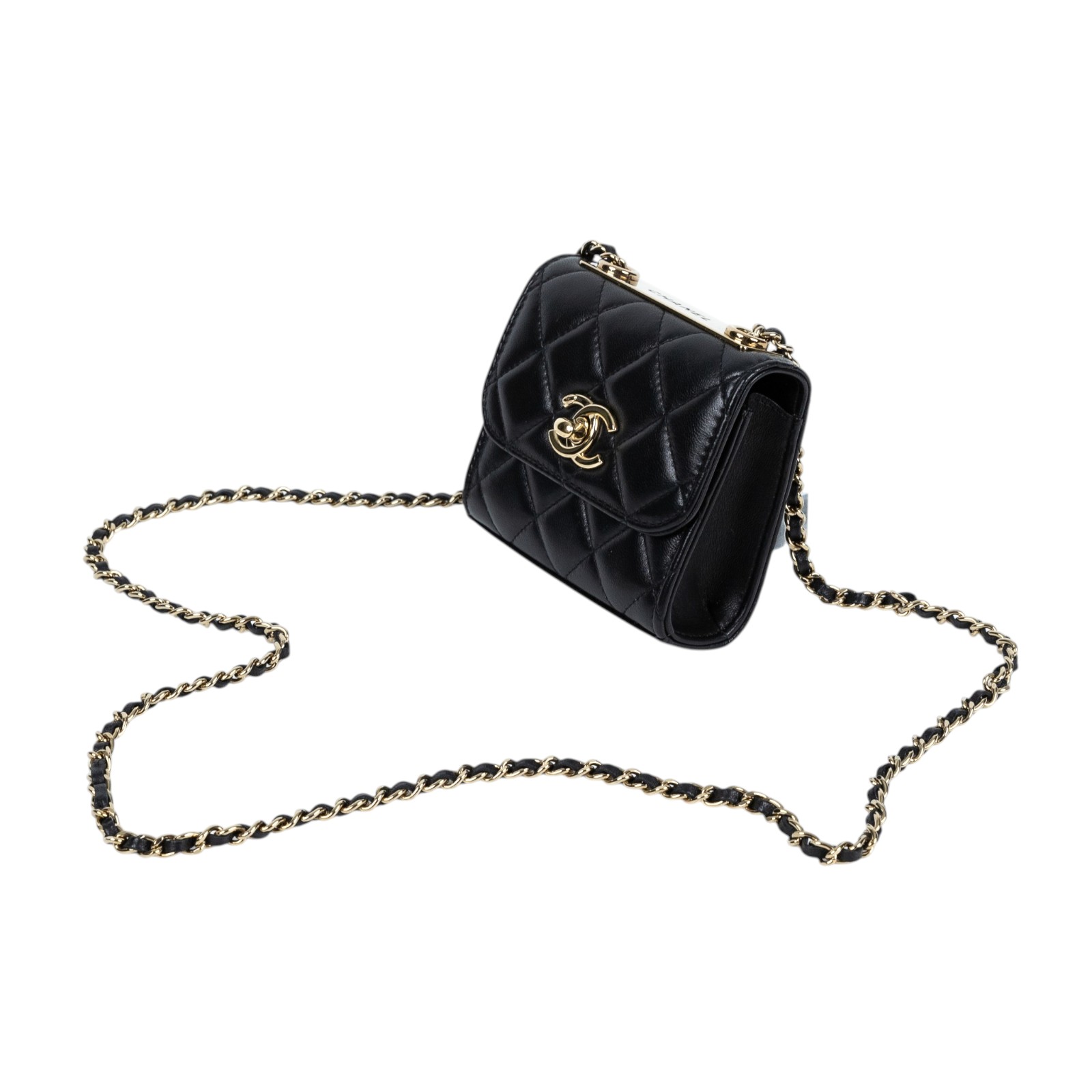 香奈兒 CHANEL Trendy 方形 迷你 口蓋包 A81633 Y60767 晶片款 黑金羊TRENDY CC迷你鍊條包 原廠盒子/防塵袋/購買證明影本