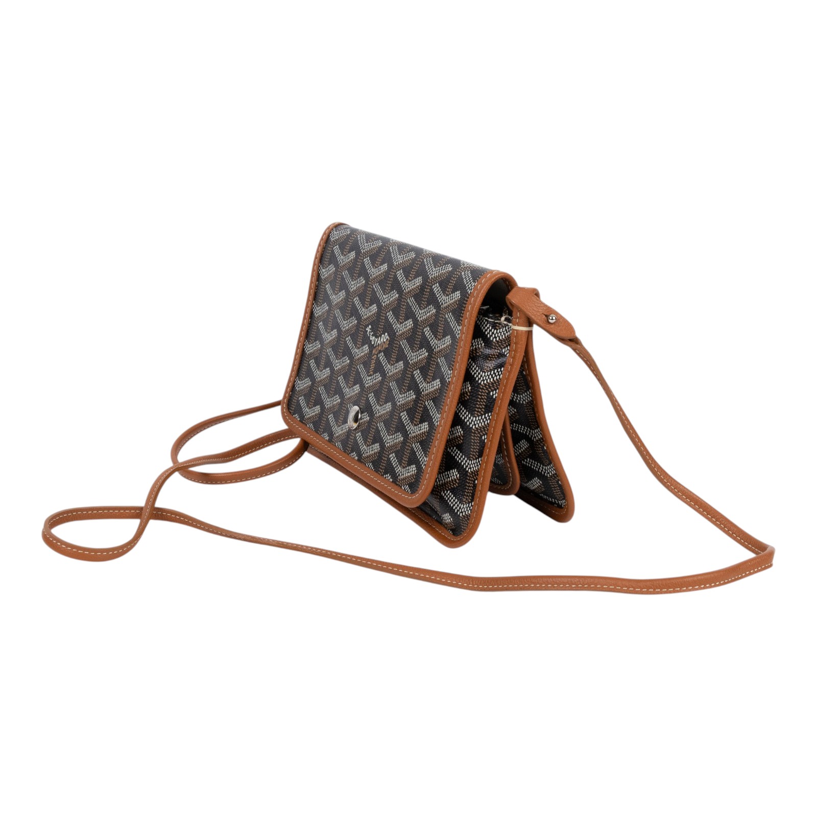 高雅德 GOYARD Plumet Pocket Wallet 肩背 隨身錢包 PLUMETPMLTY 焦糖拚黑PLUMET 防塵袋