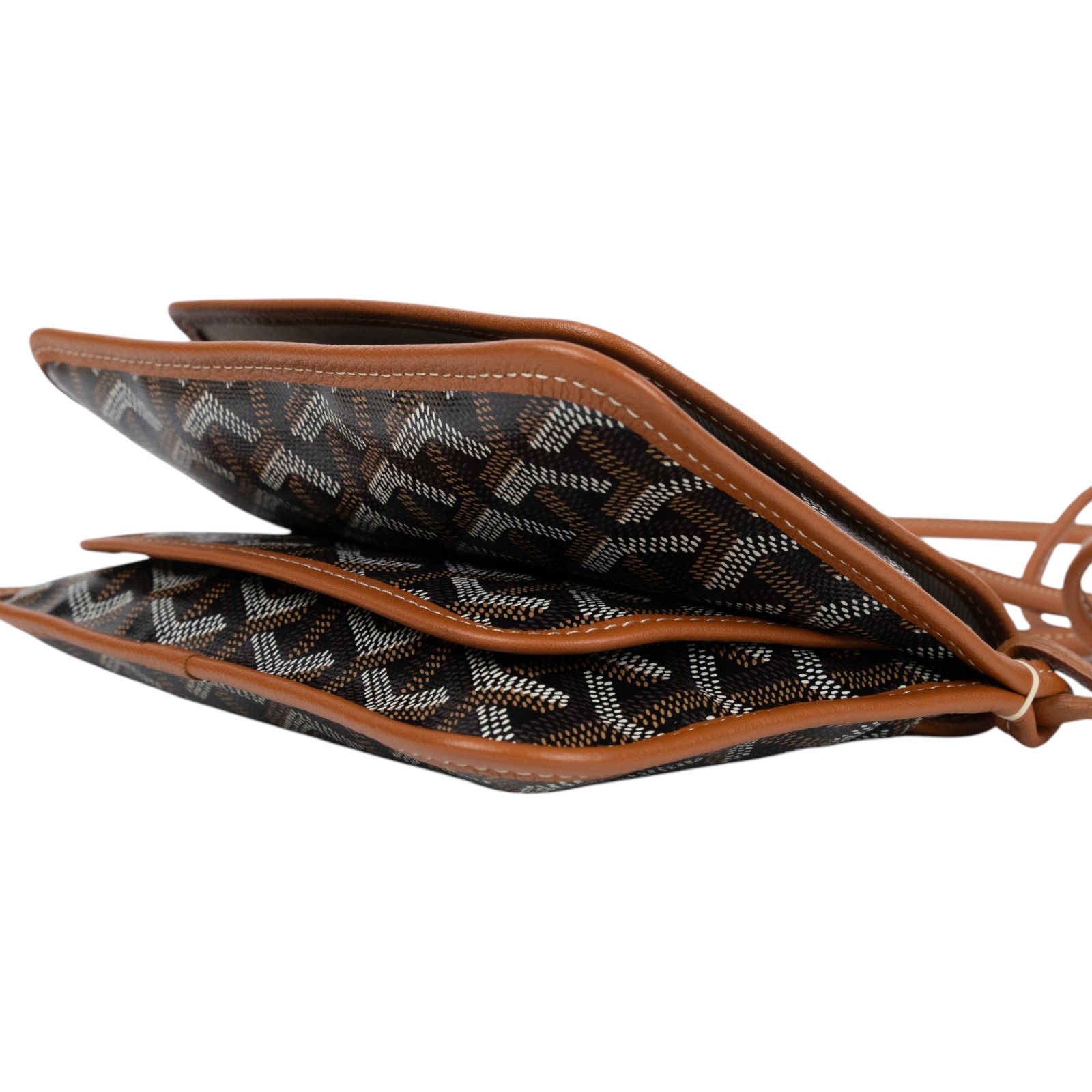 高雅德 GOYARD Plumet Pocket Wallet 肩背 隨身錢包 PLUMETPMLTY 焦糖拚黑PLUMET 防塵袋