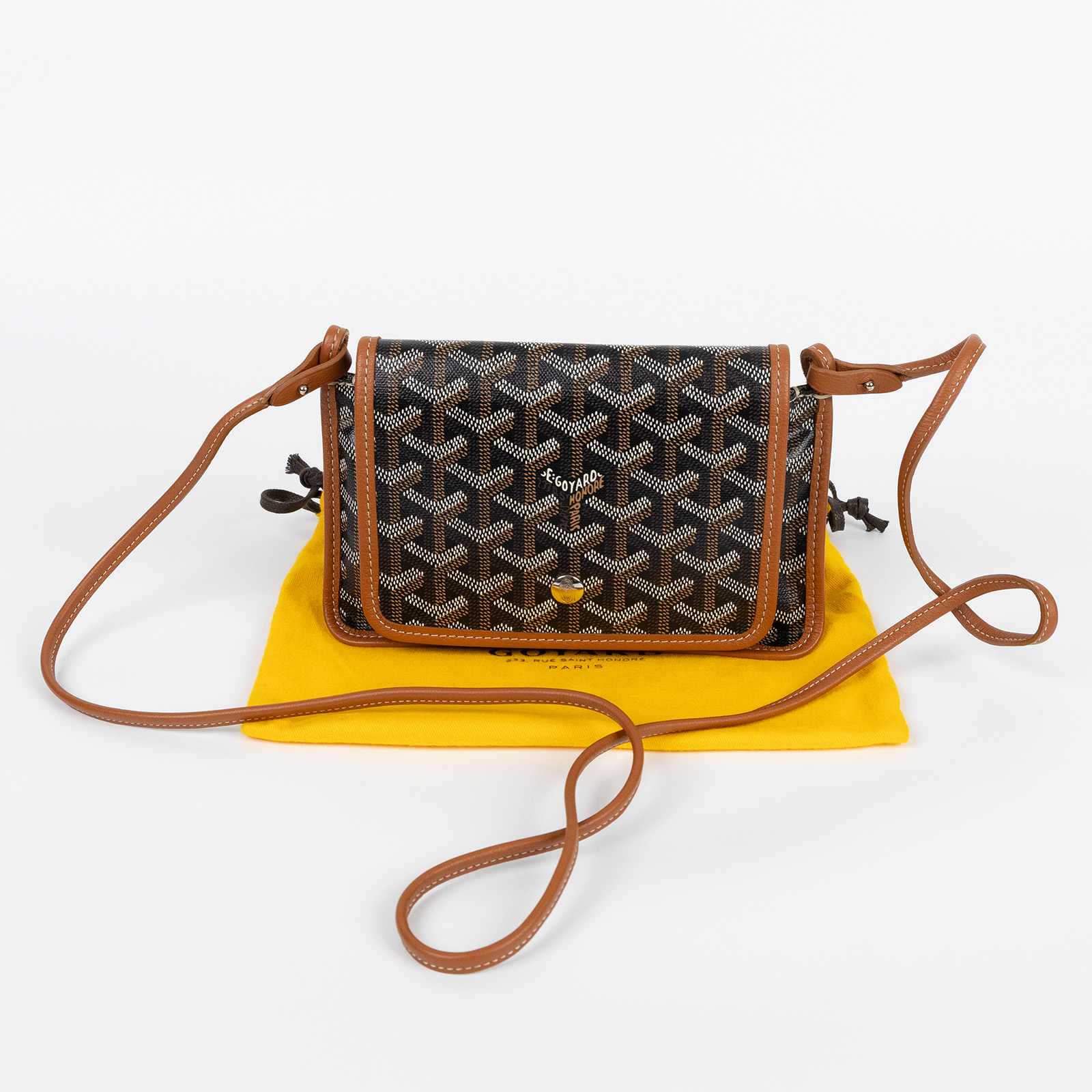 高雅德 GOYARD Plumet Pocket Wallet 肩背 隨身錢包 PLUMETPMLTY 焦糖拚黑PLUMET 防塵袋