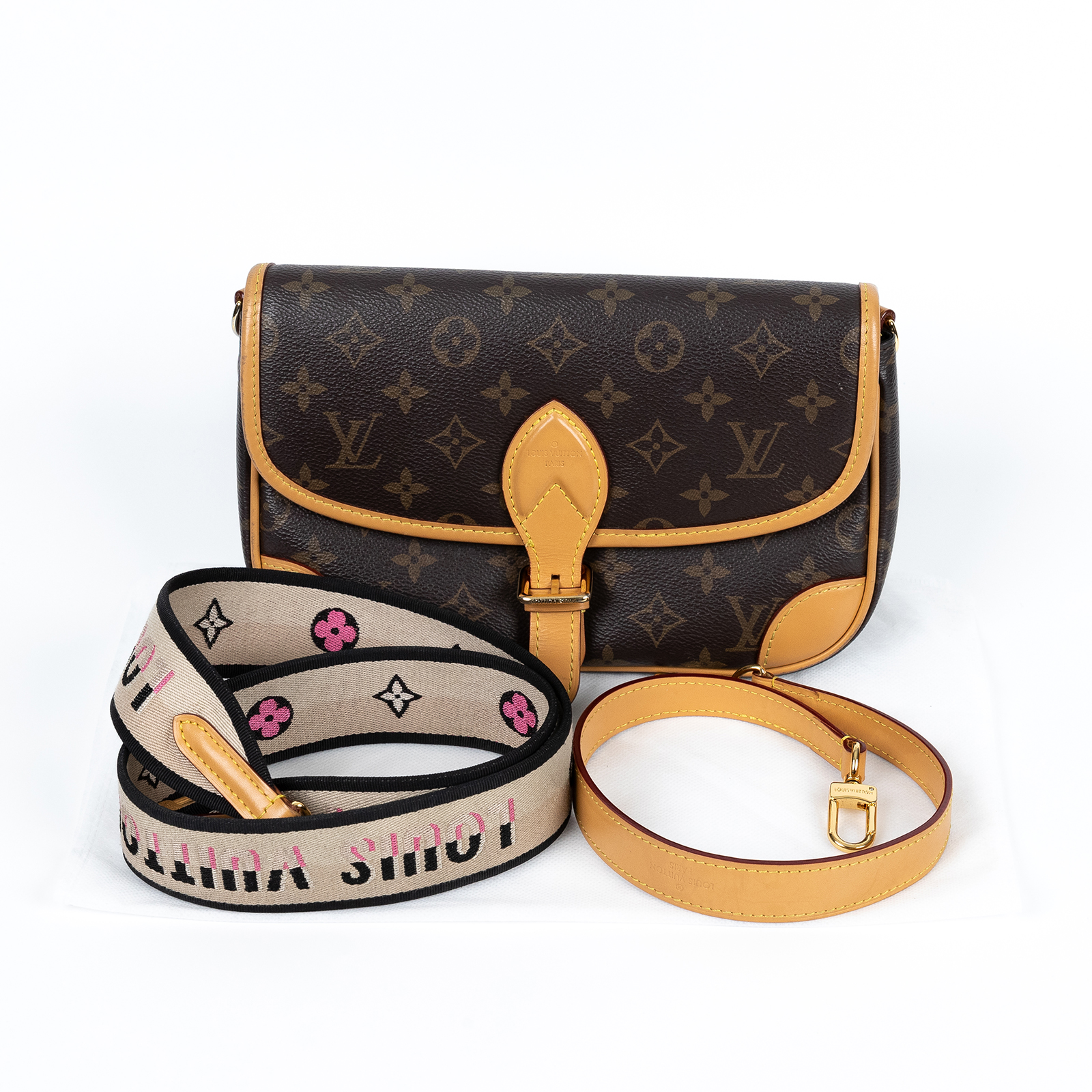 路易威登 LOUIS VUITTON Diane 腋下包法棍 單肩背包 經典帆布 M45985 原花DIANE 背帶2