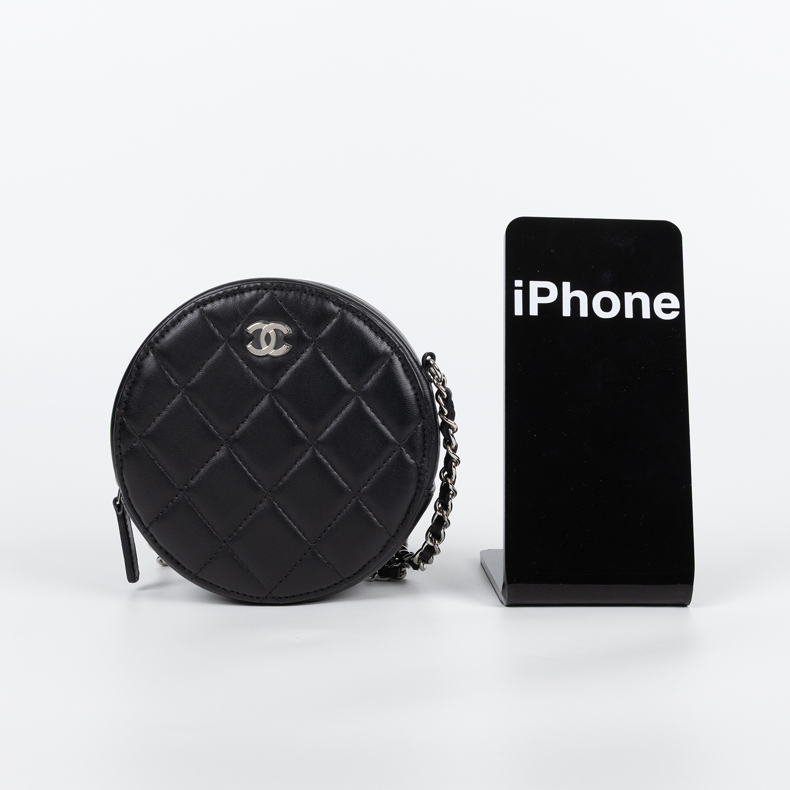 香奈兒 CHANEL CC LOGO 迷你 肩背包 斜背包 A70657 28開黑銀羊MINI圓餅包 原廠盒子/防塵袋/保證卡