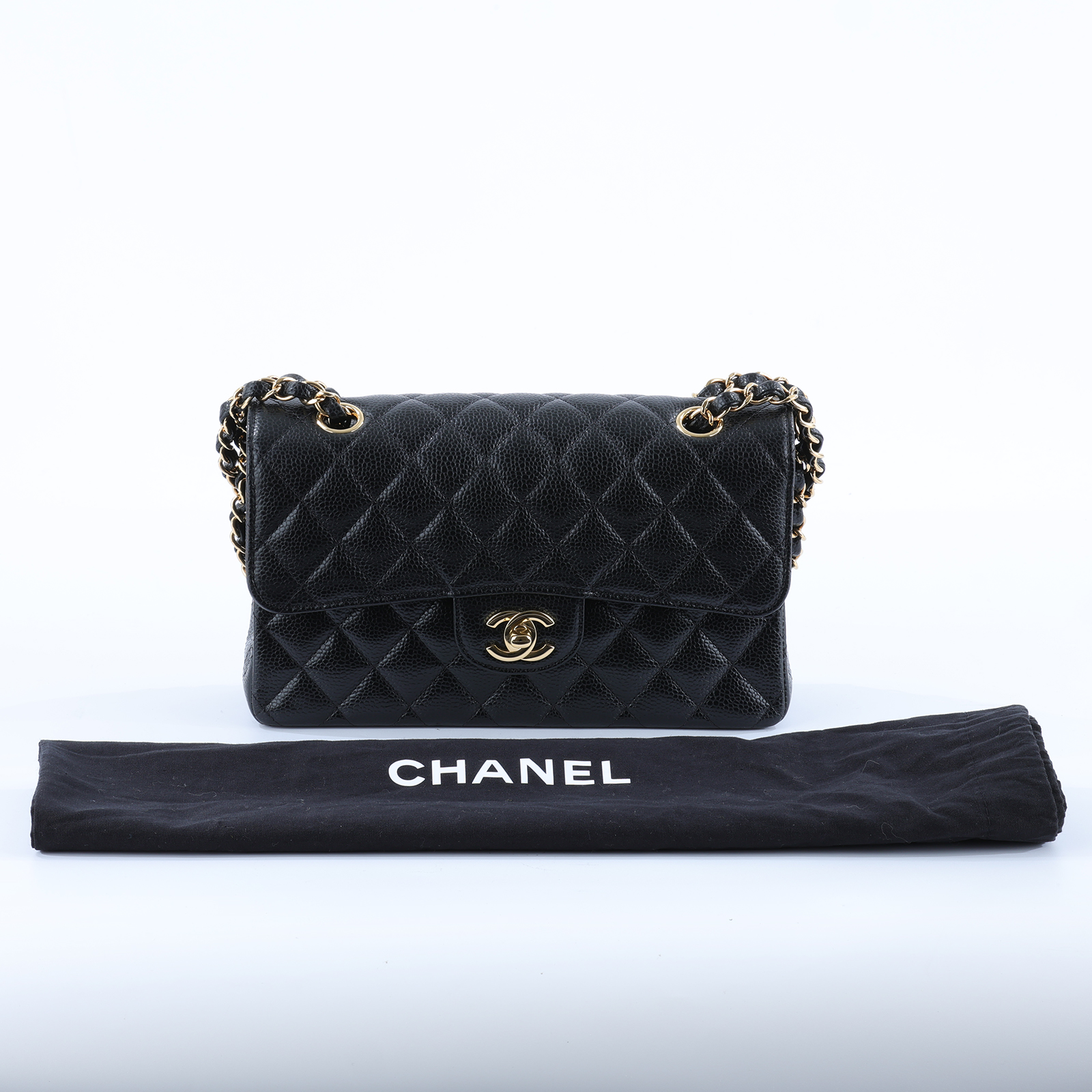 香奈兒 CHANEL CF 經典 11.12 口蓋包 A01112 晶片款 黑金荔枝COCO23 防塵袋
