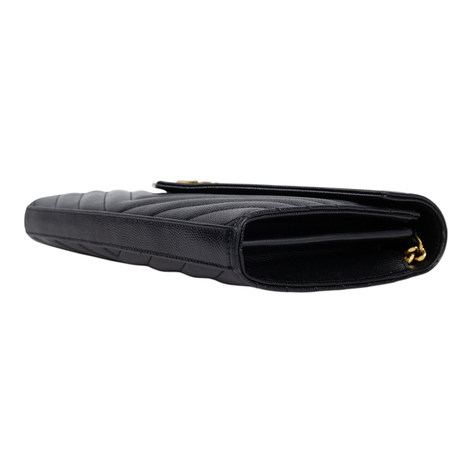 聖羅蘭 YSL SAINT LAURENT Cassandre 經典粒面皮革 鏈條 錢包 金色五金 377828BOW01  原廠盒子/防塵袋/購買證明