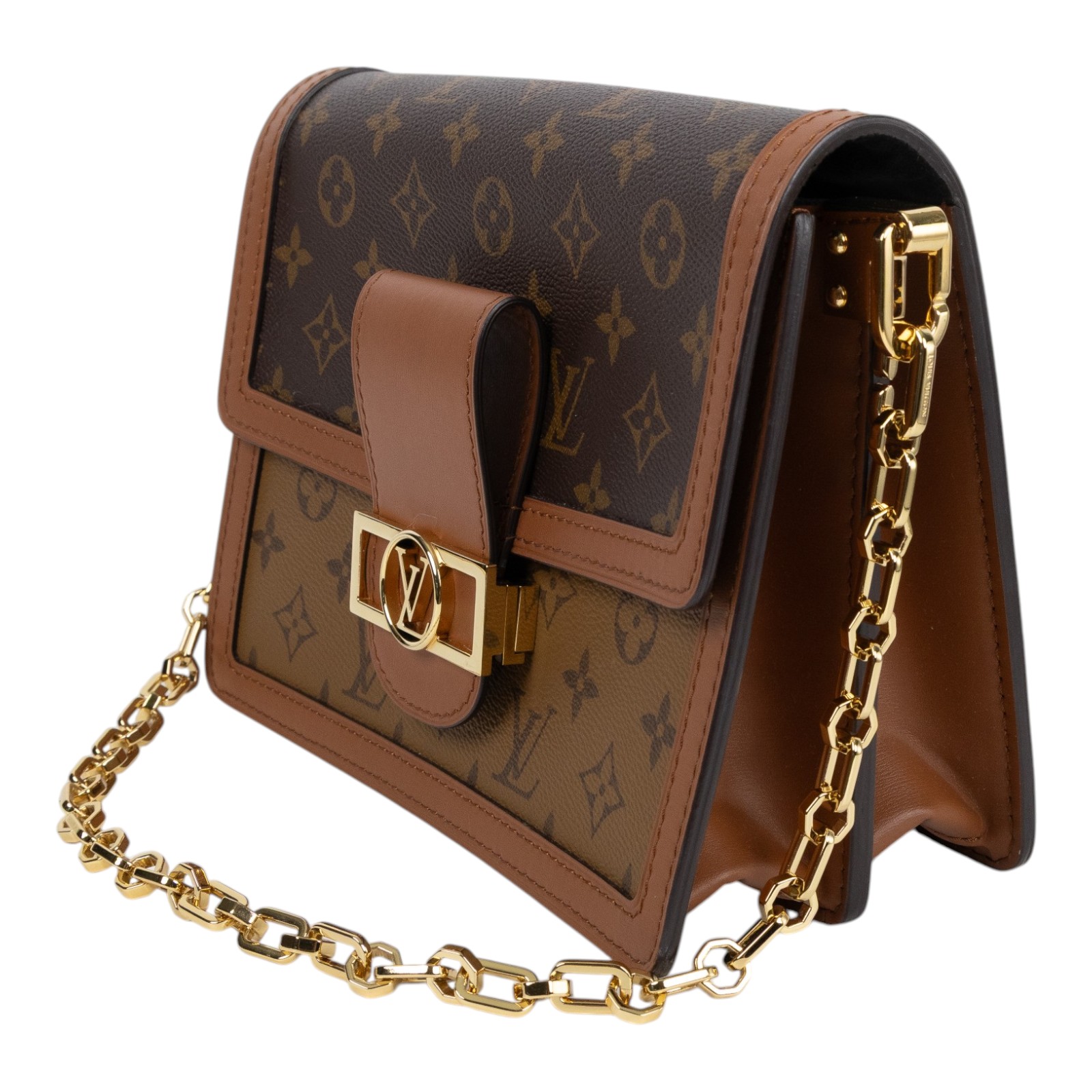 路易威登 LOUIS VUITTON Dauphine MM 手提包 雙色翻蓋斜背 鏈帶包 M45958 原花DAUPHINE MM 防塵袋/背帶2/購買證明