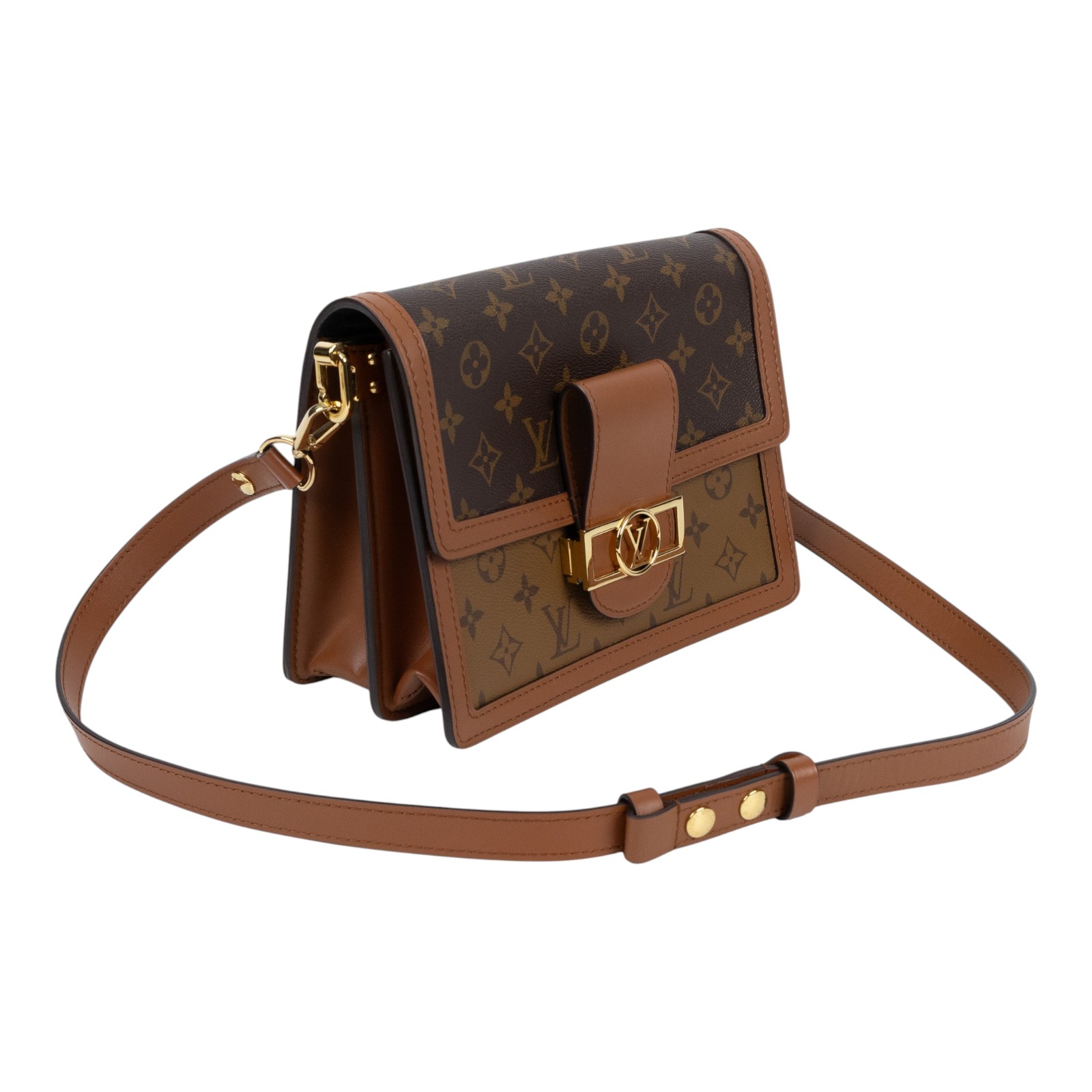 路易威登 LOUIS VUITTON Dauphine MM 手提包 雙色翻蓋斜背 鏈帶包 M45958 原花DAUPHINE MM 防塵袋/背帶2/購買證明