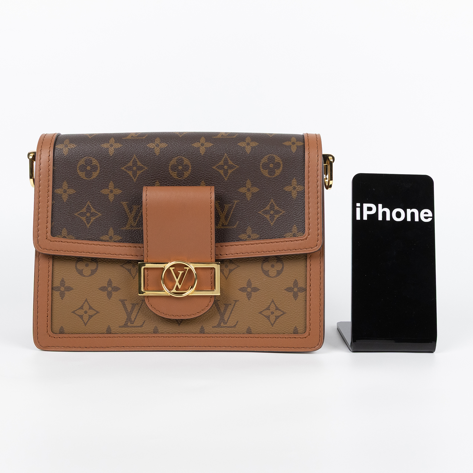 路易威登 LOUIS VUITTON Dauphine MM 手提包 雙色翻蓋斜背 鏈帶包 M45958 原花DAUPHINE MM 防塵袋/背帶2/購買證明