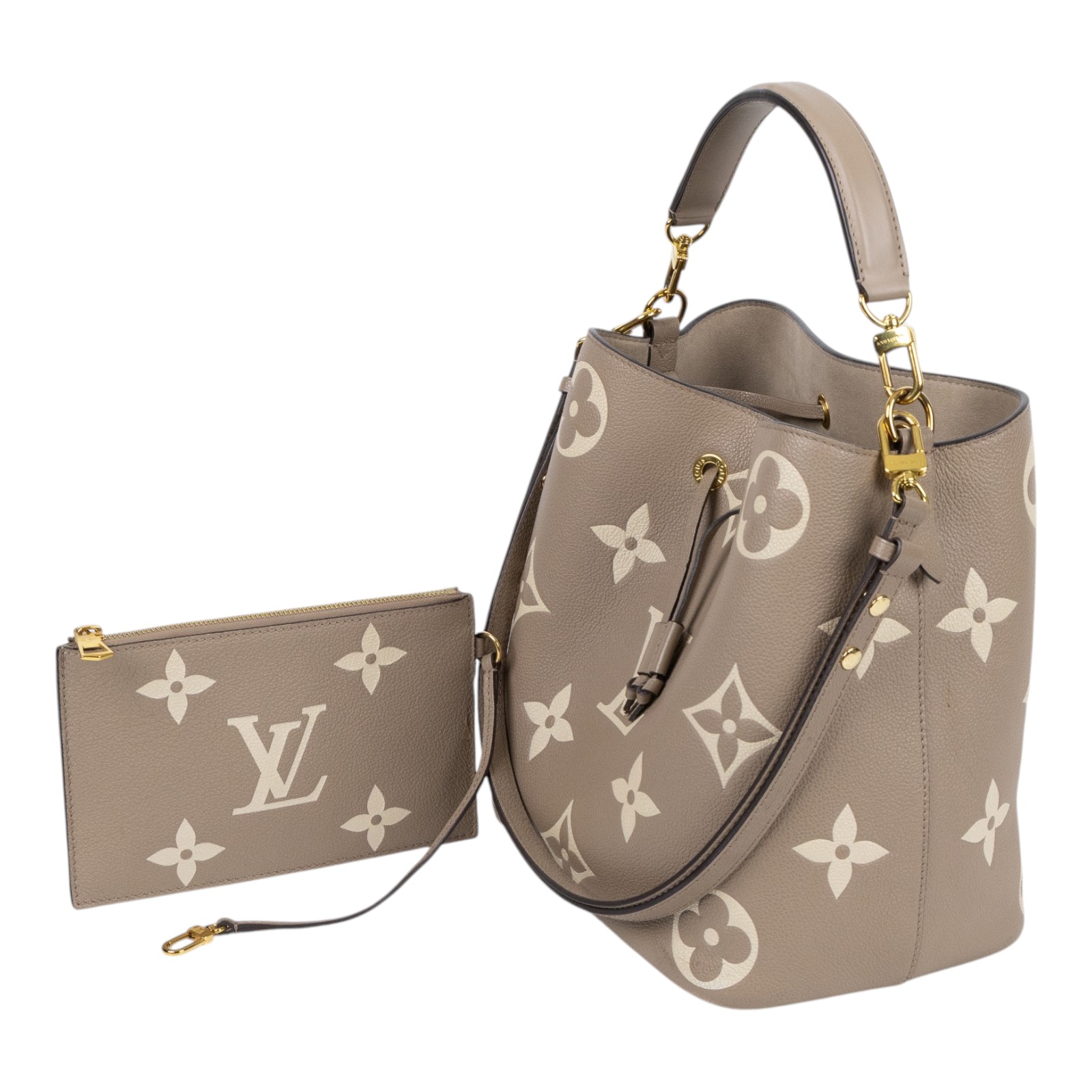 路易威登 LOUIS VUITTON NéoNoé MM 皮革 肩背 水桶包 斑鳩灰色/奶油色 M45555 斑鳩灰NEONOE MM 防塵袋/內袋/背帶2